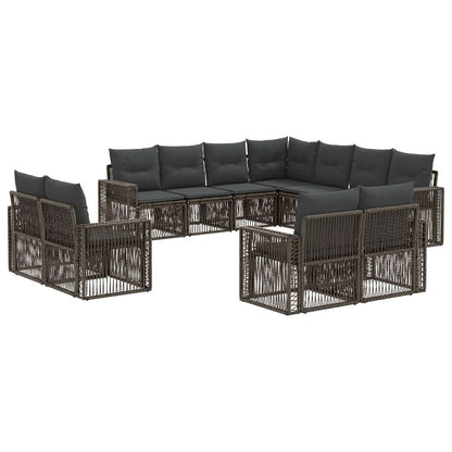 Gartensofa-set 11 stk. Grau und Dunkelgrau Poly-Rattan