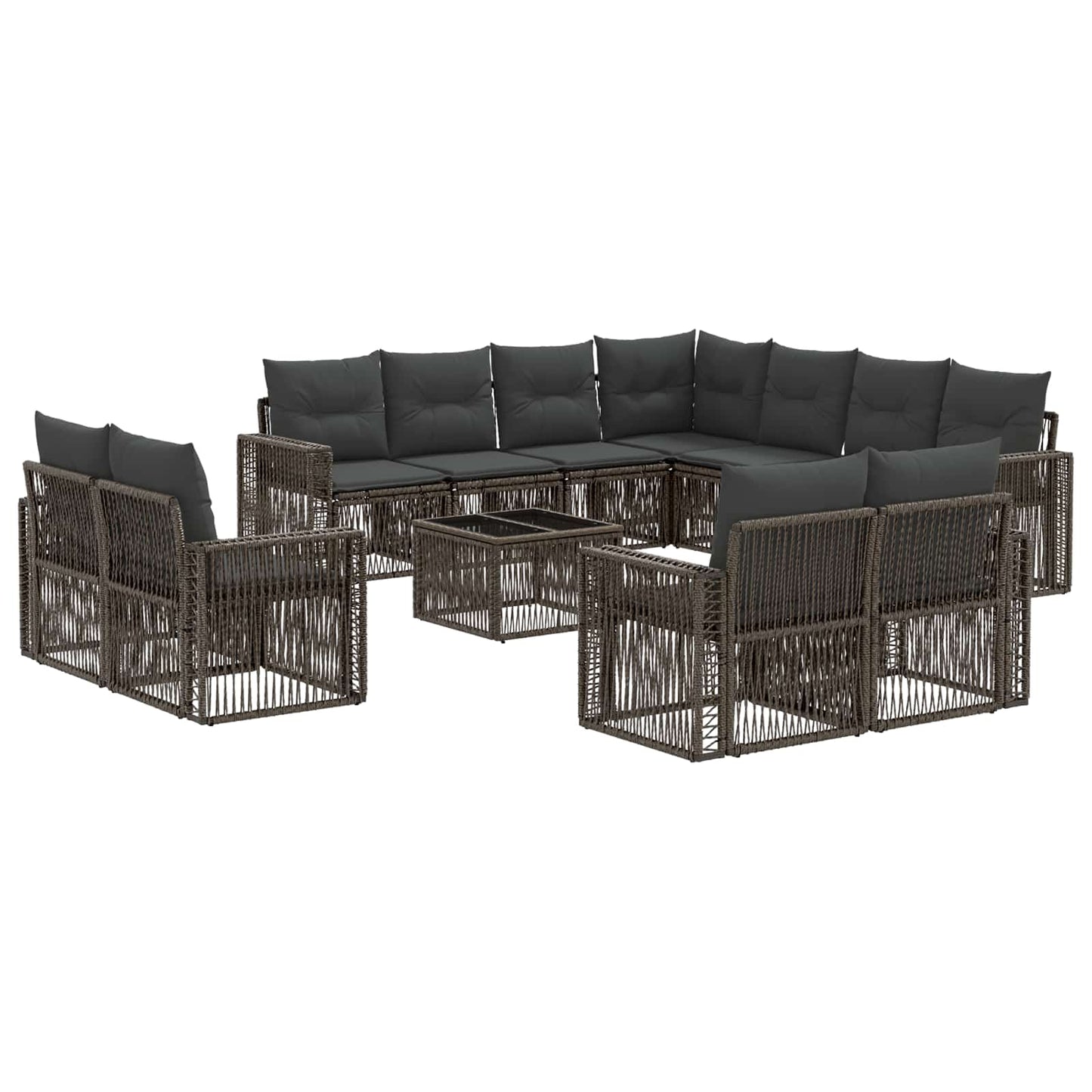 Gartensofa-set 12 stk. Grau und Dunkelgrau Poly-Rattan