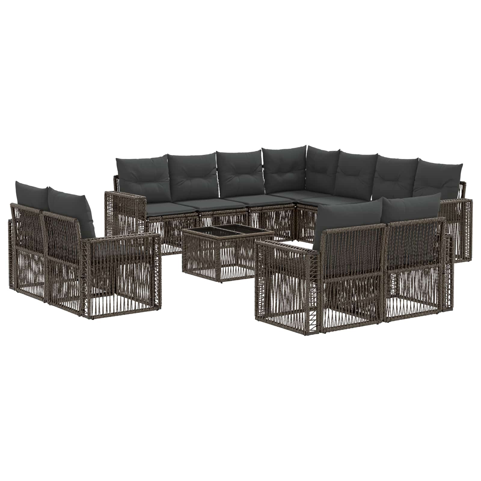 Gartensofa-set 12 stk. Grau und Dunkelgrau Poly-Rattan