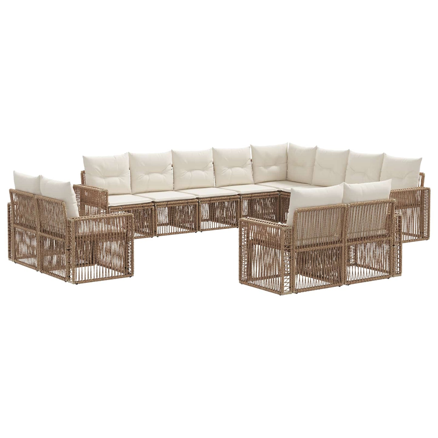 Gartensofa-set 12 pcs Beige und Cremeweiß Poly-Rattan