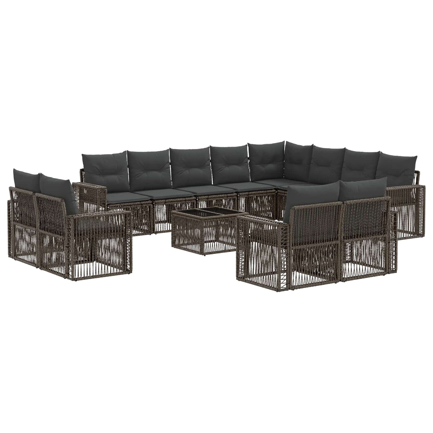 Gartensofa-set 13 stk. Grau und Dunkelgrau Poly-Rattan