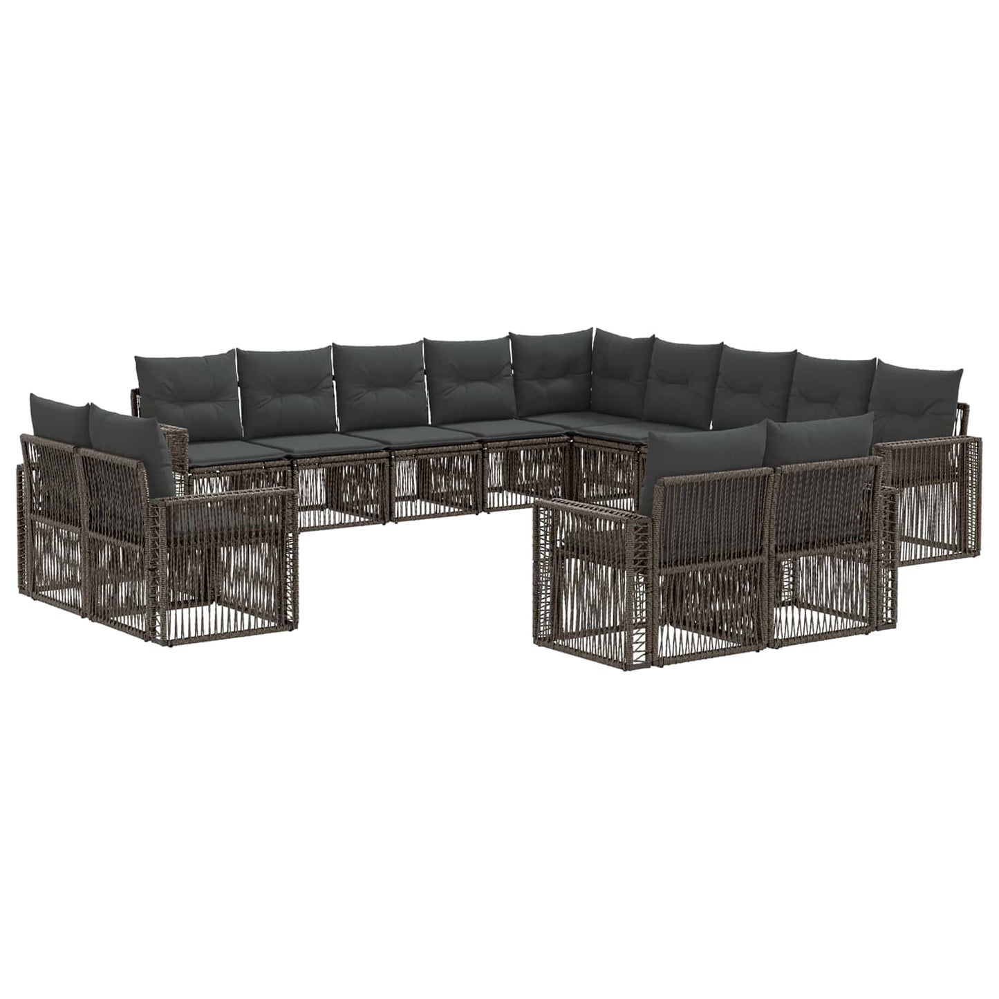 Gartensofa-set 13 pcs Grau und Dunkelgrau Poly-Rattan