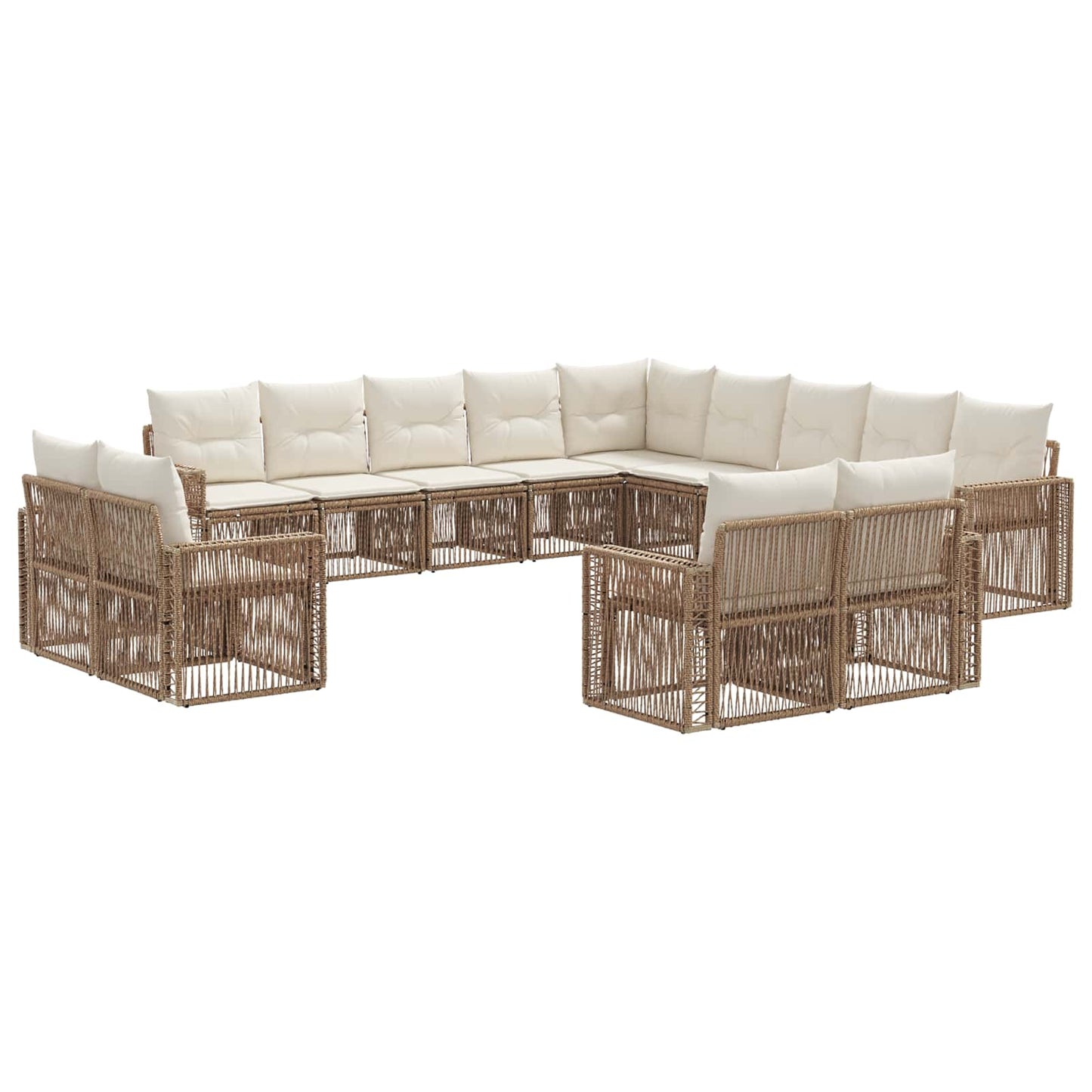 Gartensofa-set 13 pcs Beige und Cremeweiß Poly-Rattan