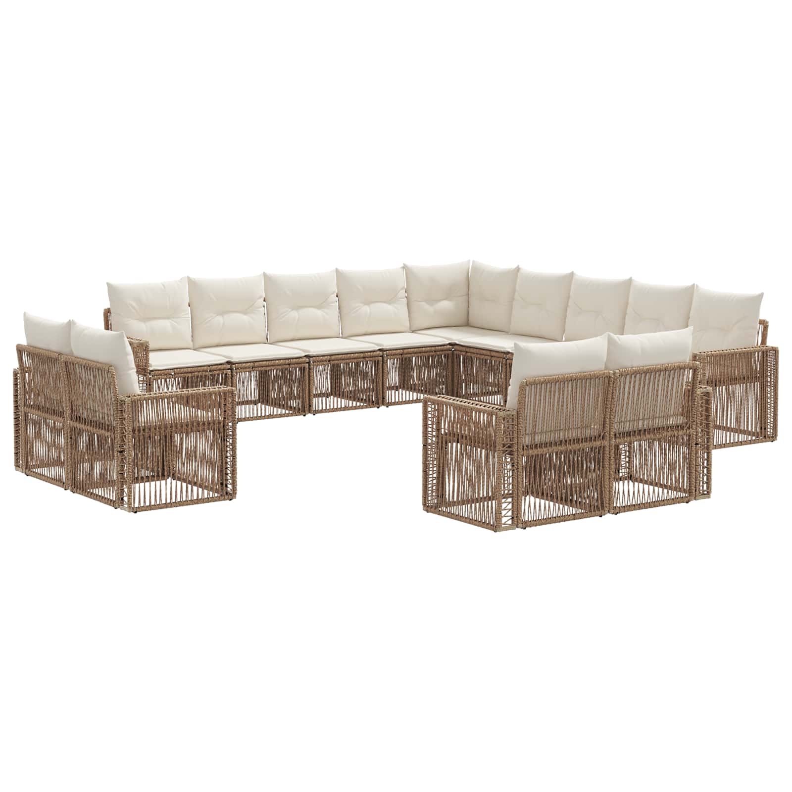 Gartensofa-set 13 pcs Beige und Cremeweiß Poly-Rattan
