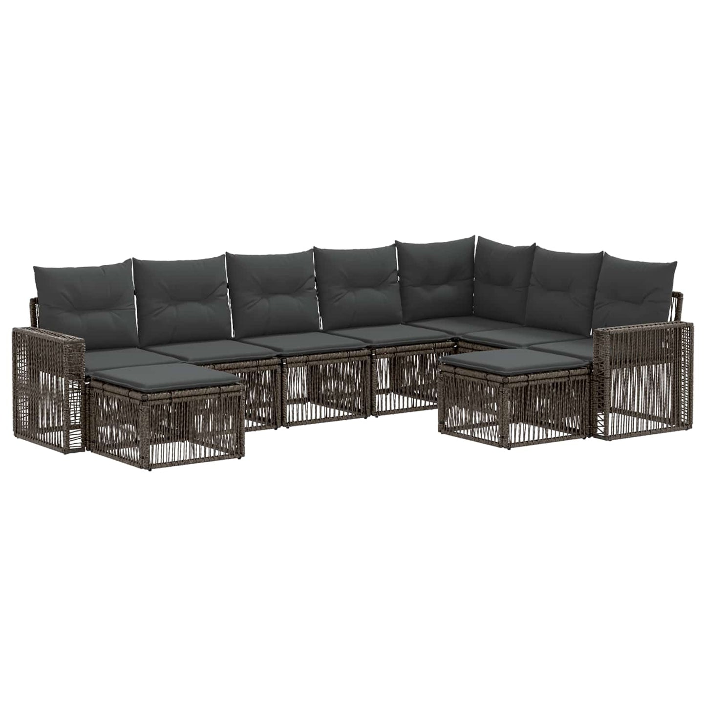 Gartensofa-set 9 stk. Grau und Dunkelgrau Poly-Rattan
