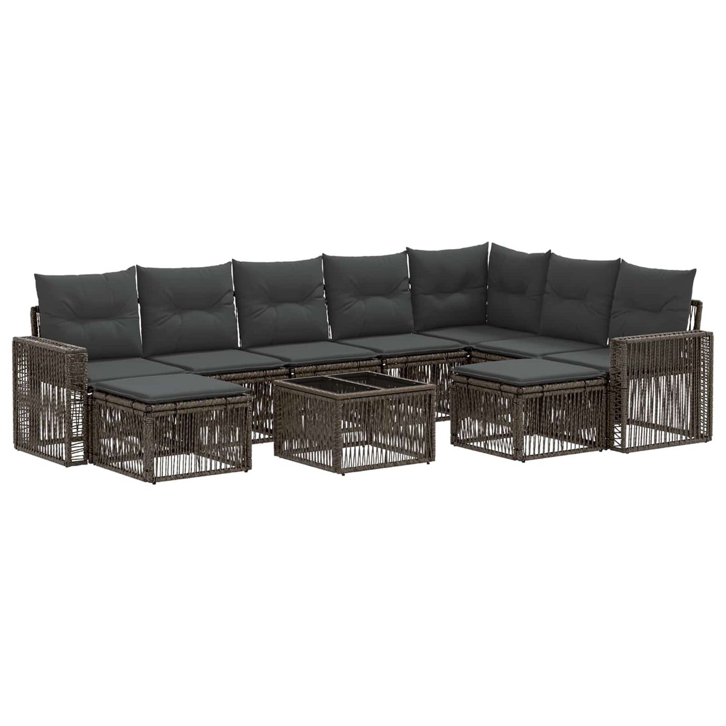 Gartensofa-set 10 stk. Grau und Dunkelgrau Poly-Rattan