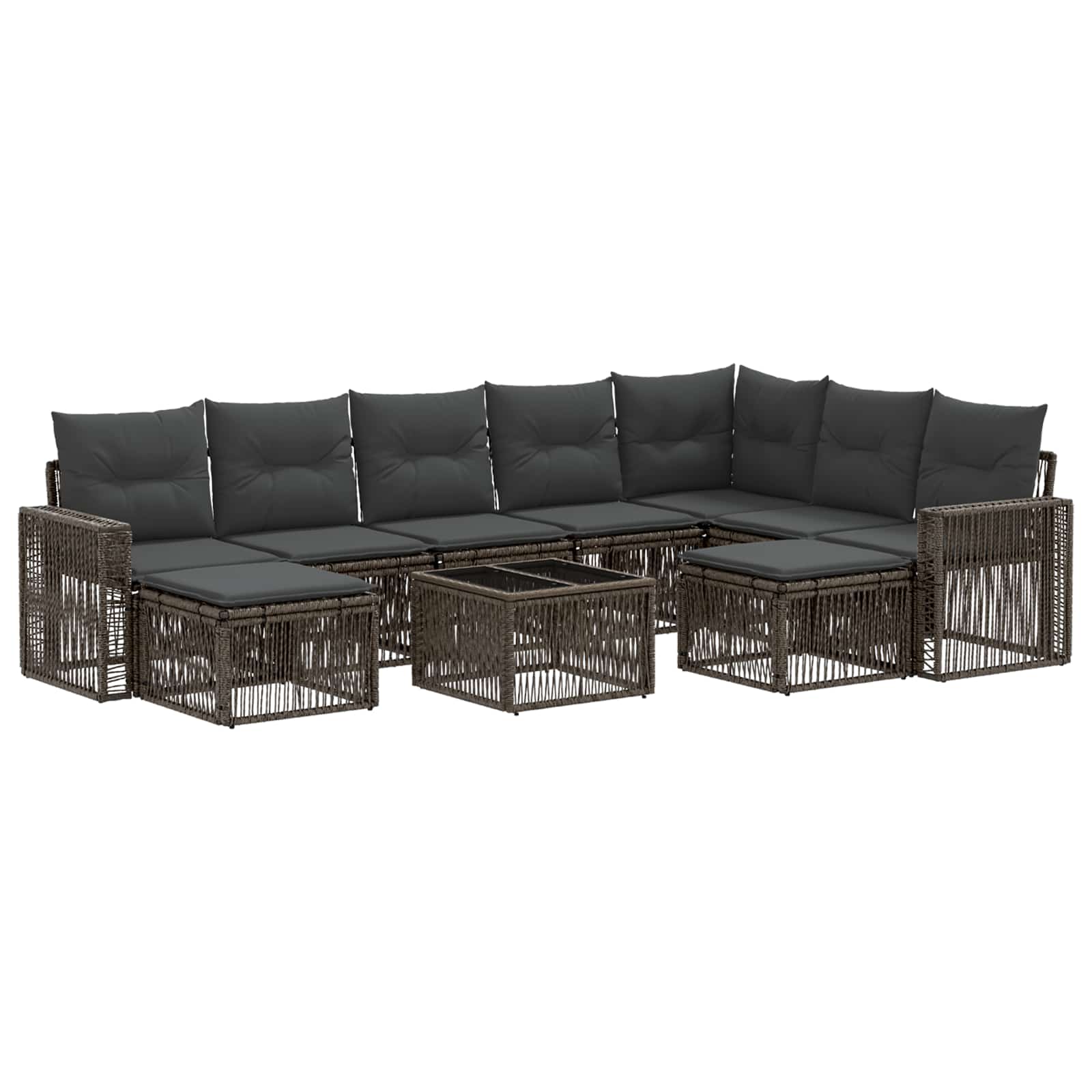Gartensofa-set 10 stk. Grau und Dunkelgrau Poly-Rattan