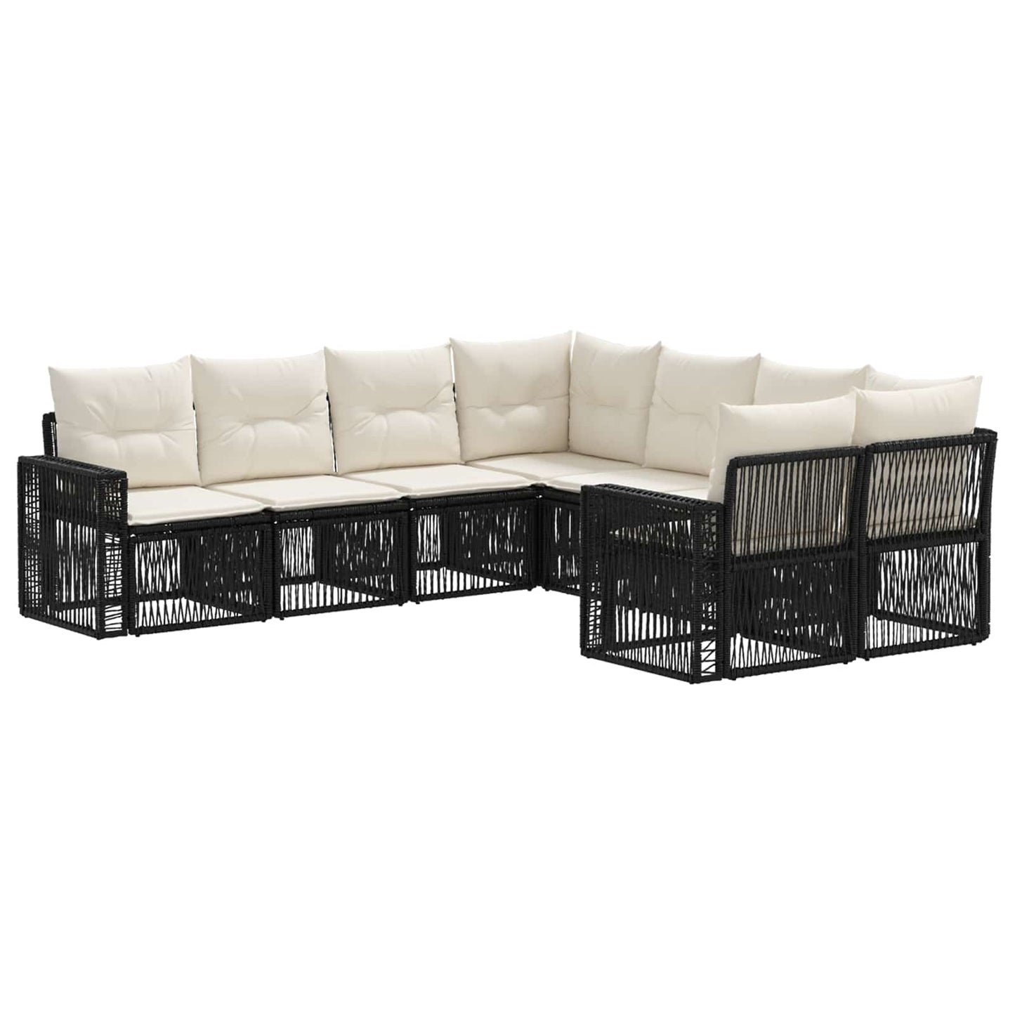 Gartensofa-set 8 stk. 8-Sitzanzahl Schwarz und Cremeweiß