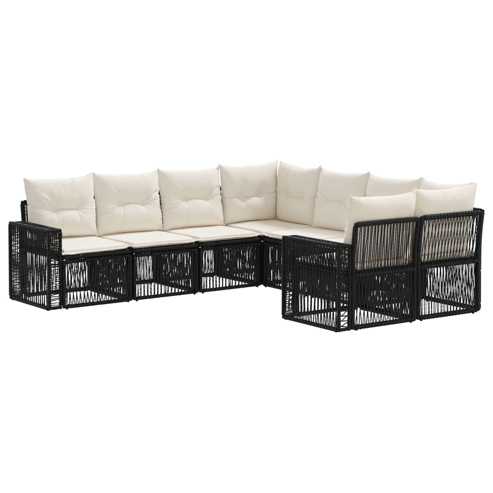 Gartensofa-set 8 stk. 8-Sitzanzahl Schwarz und Cremeweiß