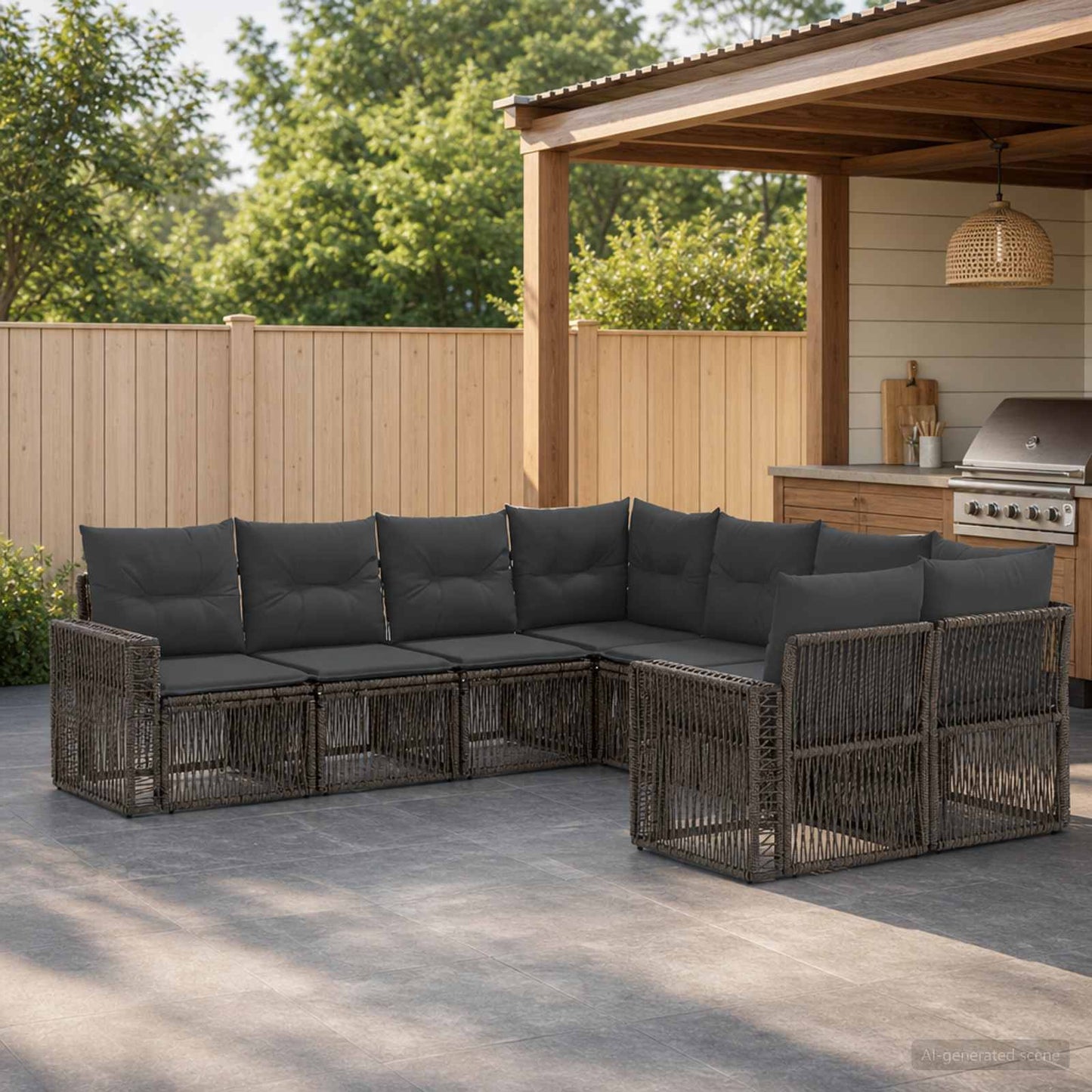Gartensofa-set 8 stk. 8-Sitzanzahl Grau und Dunkelgrau