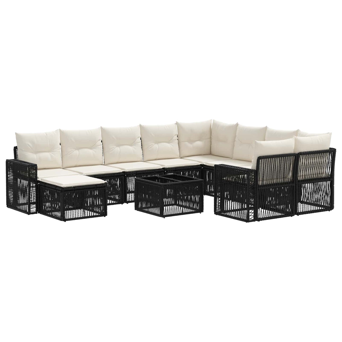 Gartensofa-set 11 stk. Schwarz Poly-Rattan