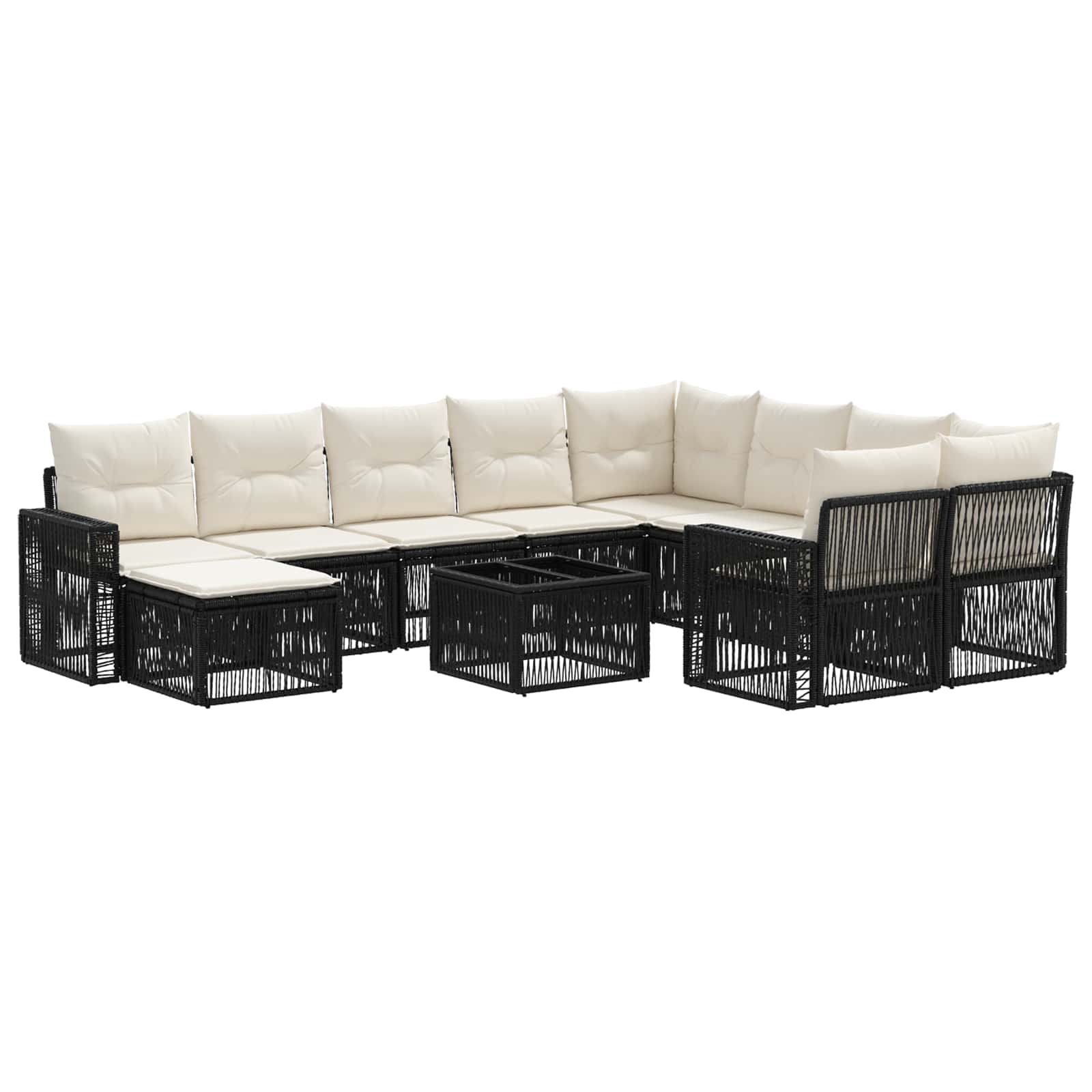 Gartensofa-set 11 stk. Schwarz Poly-Rattan