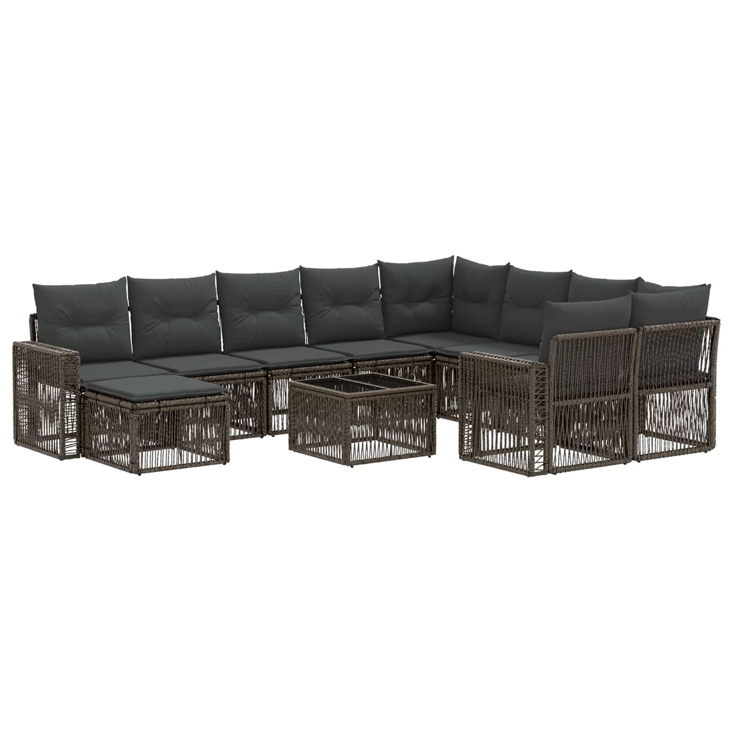 Gartensofa-set 11 stk. Grau Poly-Rattan