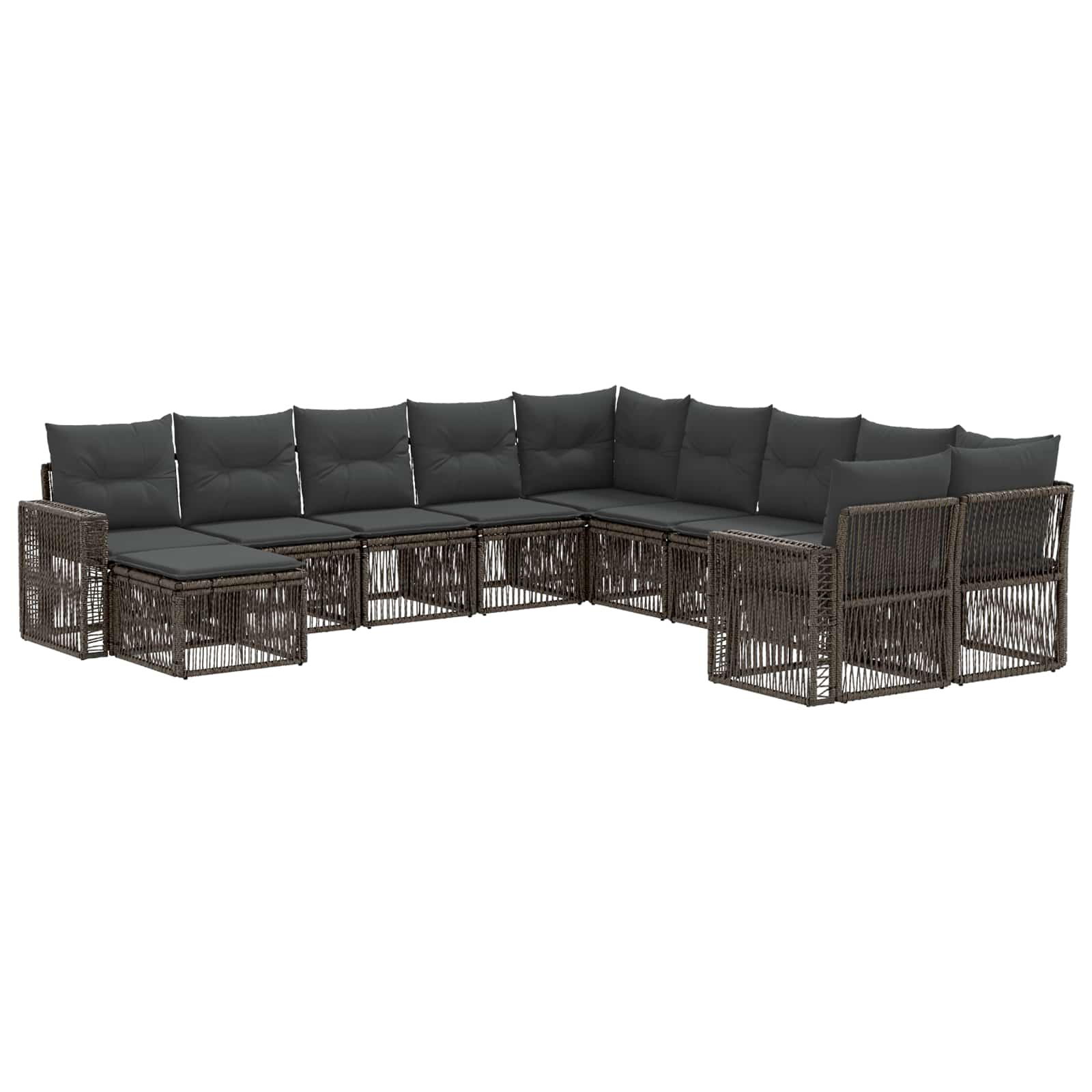 Gartensofa-set 11 pcs Grau und Dunkelgrau Poly-Rattan
