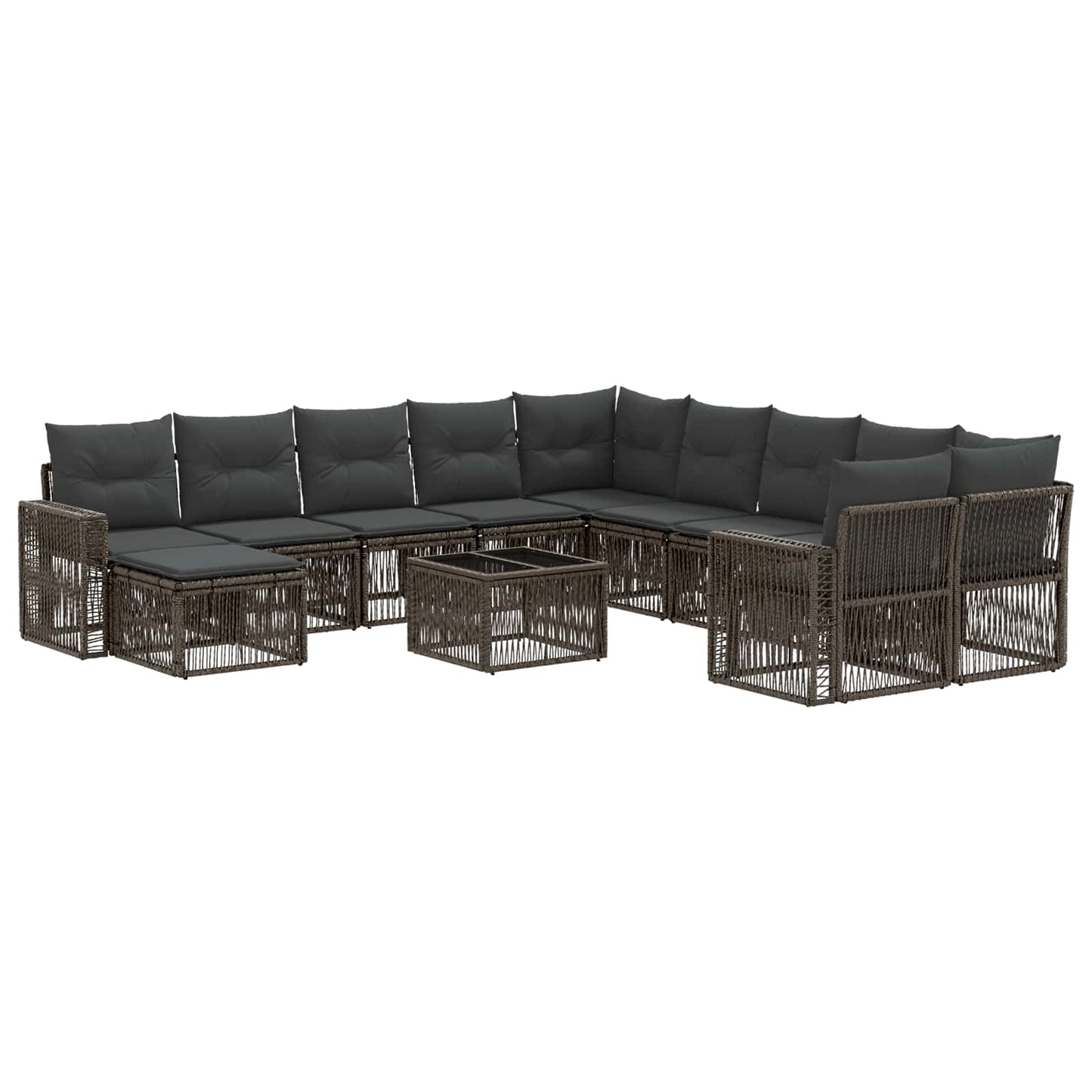 Gartensofa-set 12 stk. Grau und Dunkelgrau Poly-Rattan