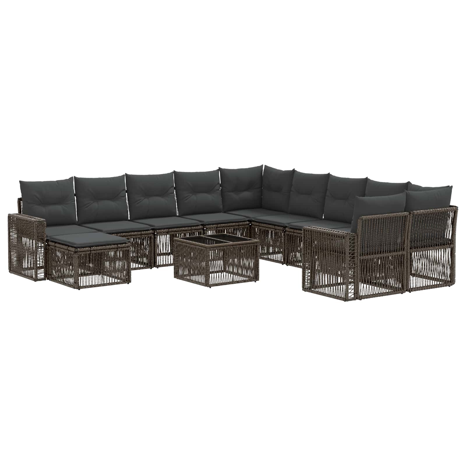 Gartensofa-set 12 stk. Grau und Dunkelgrau Poly-Rattan