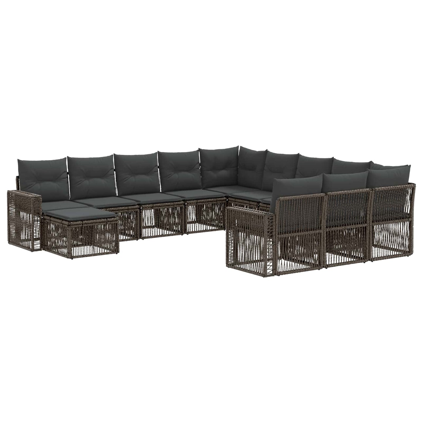 Gartensofa-set 12 pcs Grau und Dunkelgrau Poly-Rattan