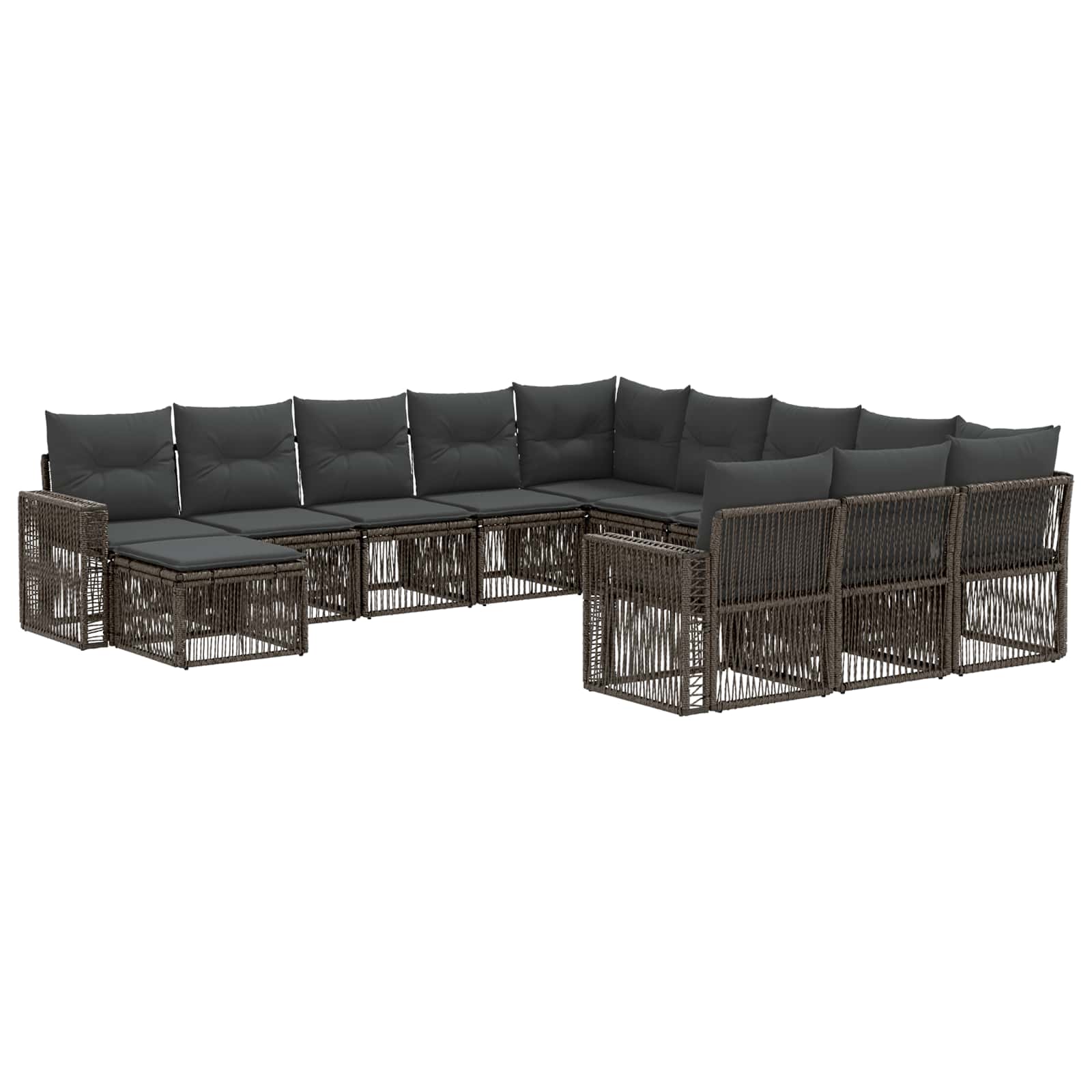 Gartensofa-set 12 pcs Grau und Dunkelgrau Poly-Rattan