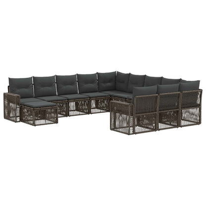 Gartensofa-set 12 stk. Grau und Dunkelgrau Poly-Rattan