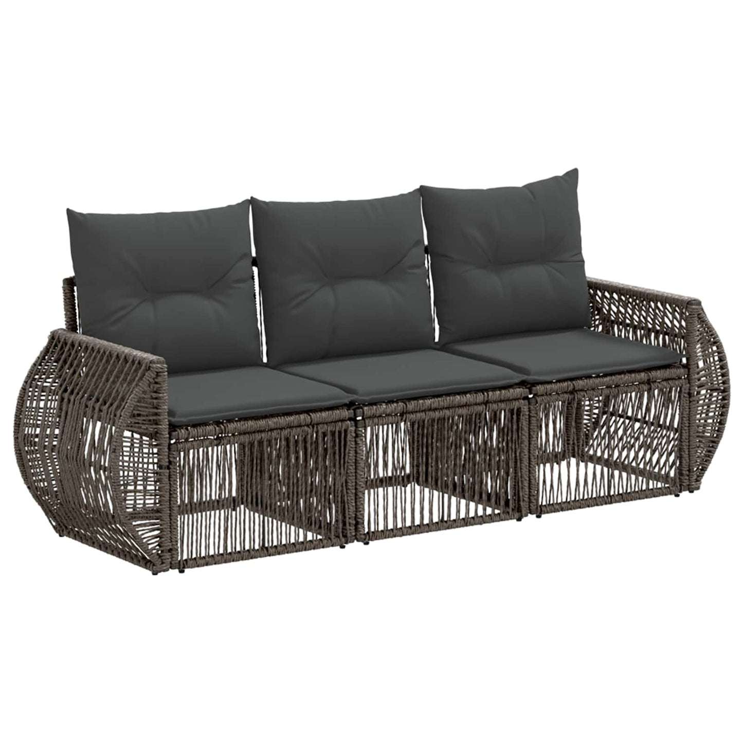 Gartensofa-set 3 pcs Grau und Dunkelgrau Poly-Rattan