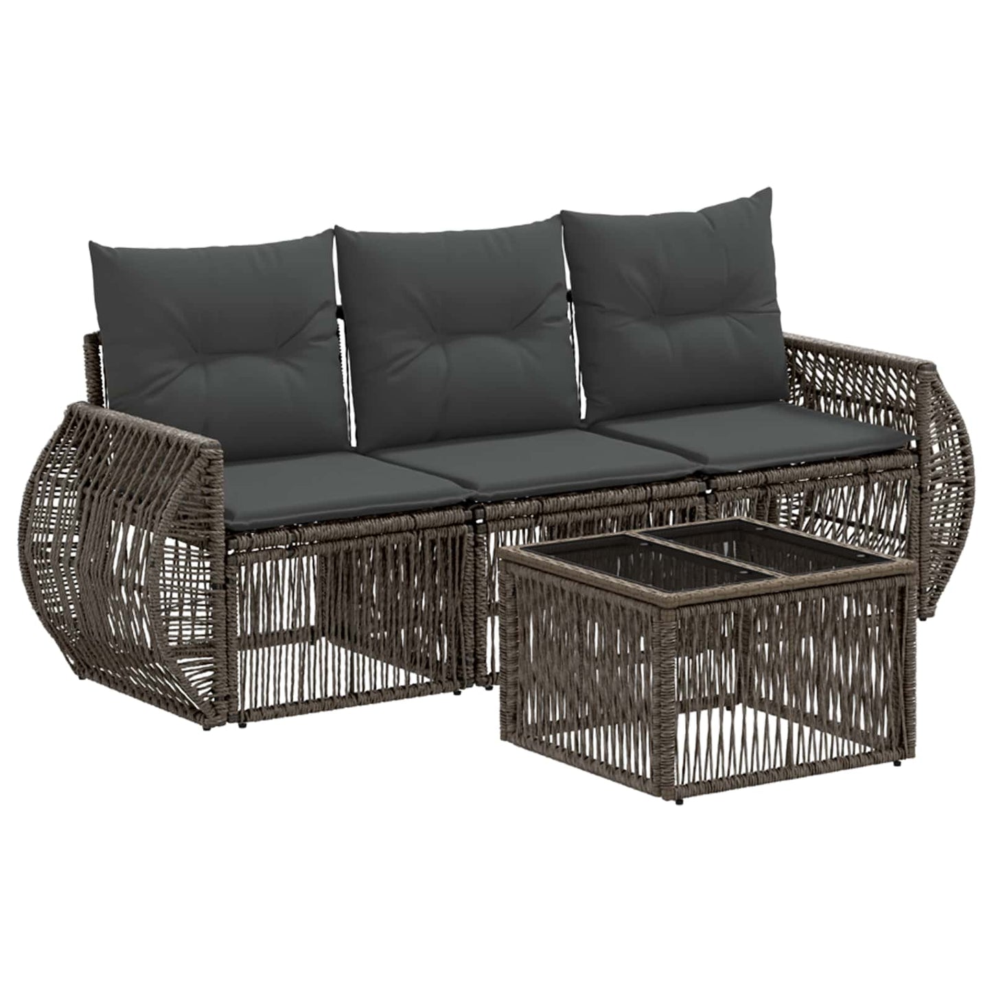 Gartensofa-set 4 stk. Grau und Dunkelgrau Poly-Rattan