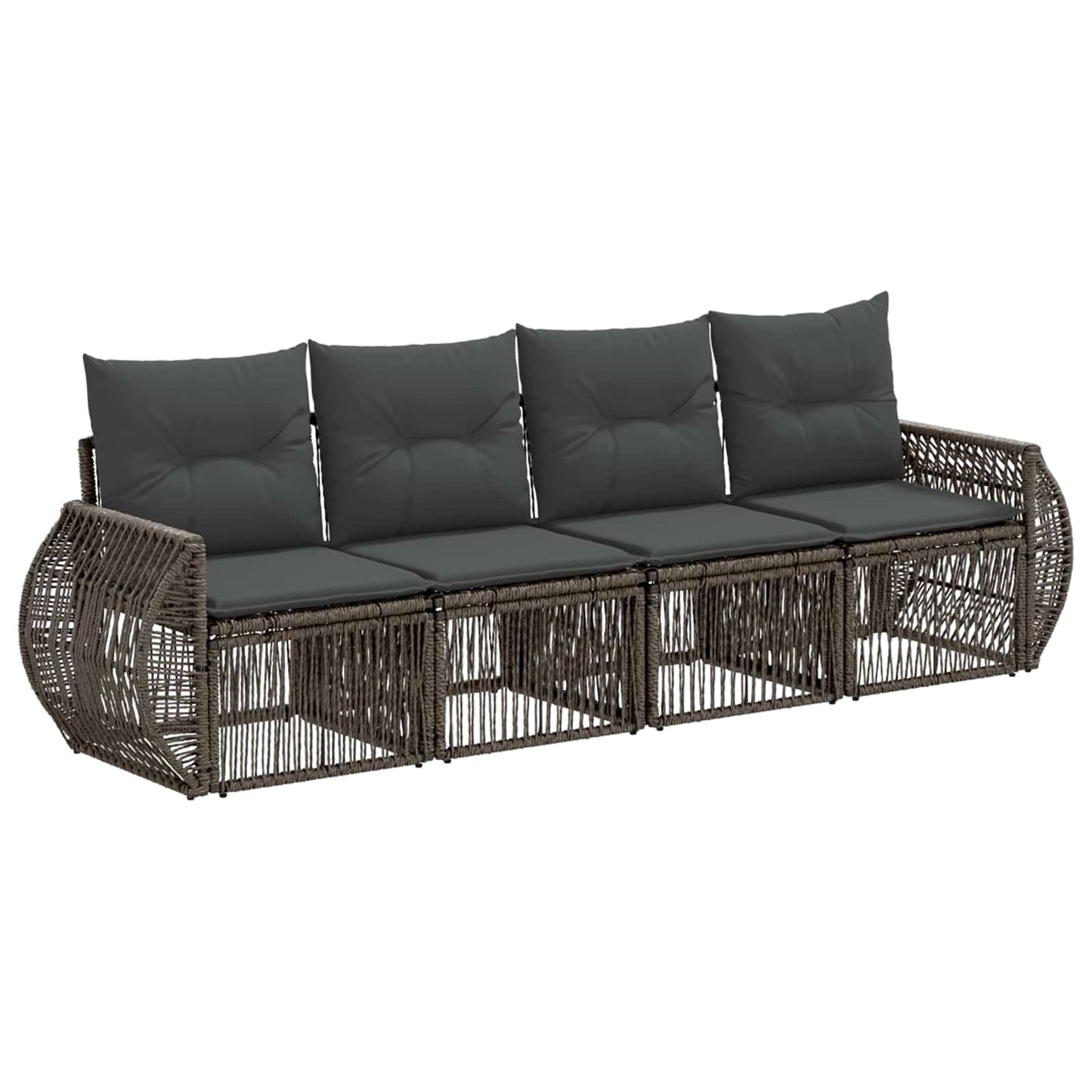 Gartensofa-set 4 pcs Grau und Dunkelgrau Poly-Rattan