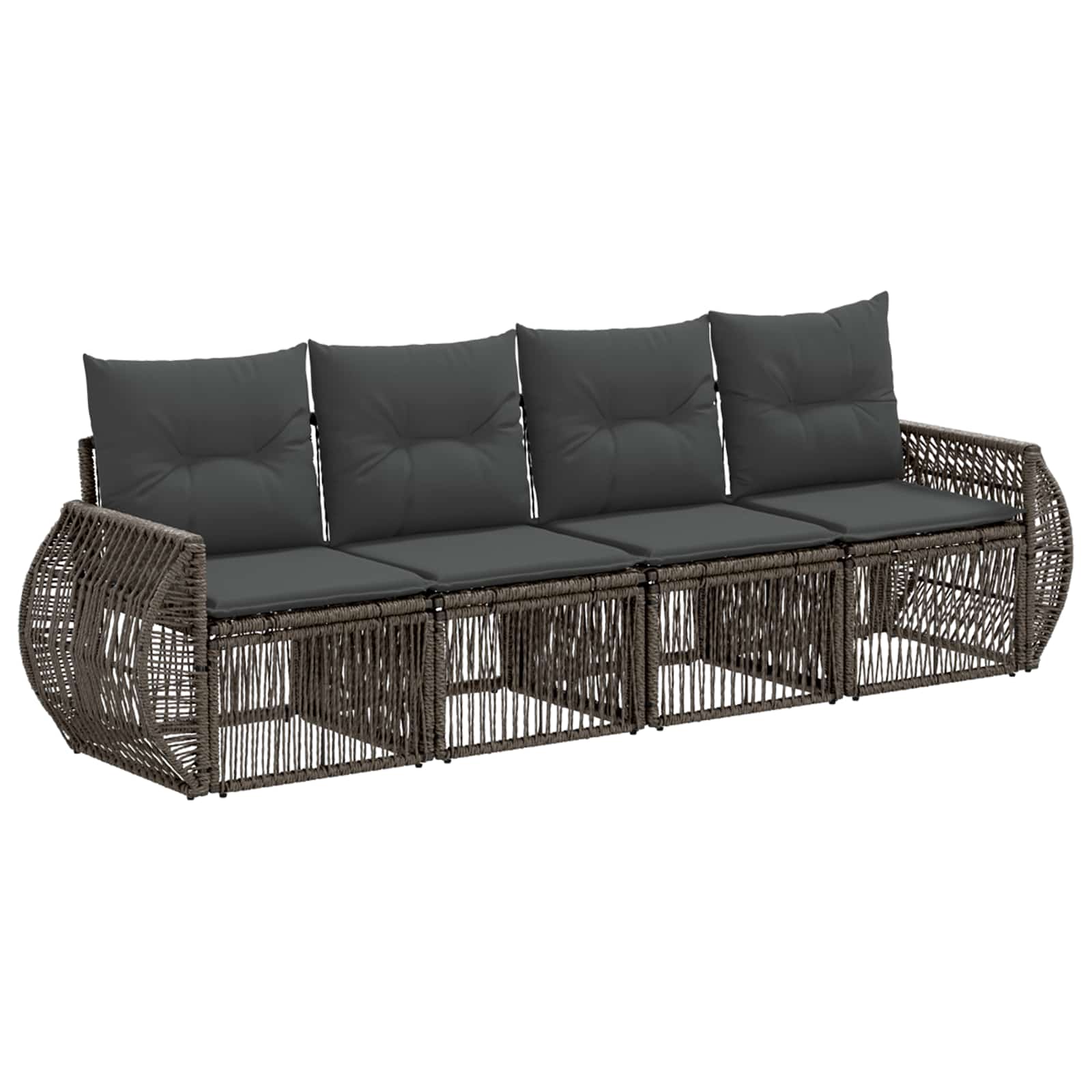 Gartensofa-set 4 pcs Grau und Dunkelgrau Poly-Rattan