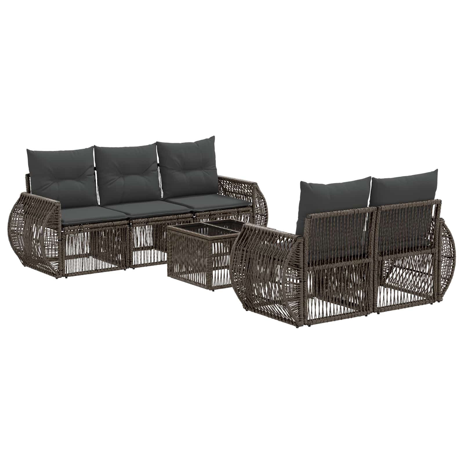 Gartensofa-set 6 stk. Grau Poly-Rattan