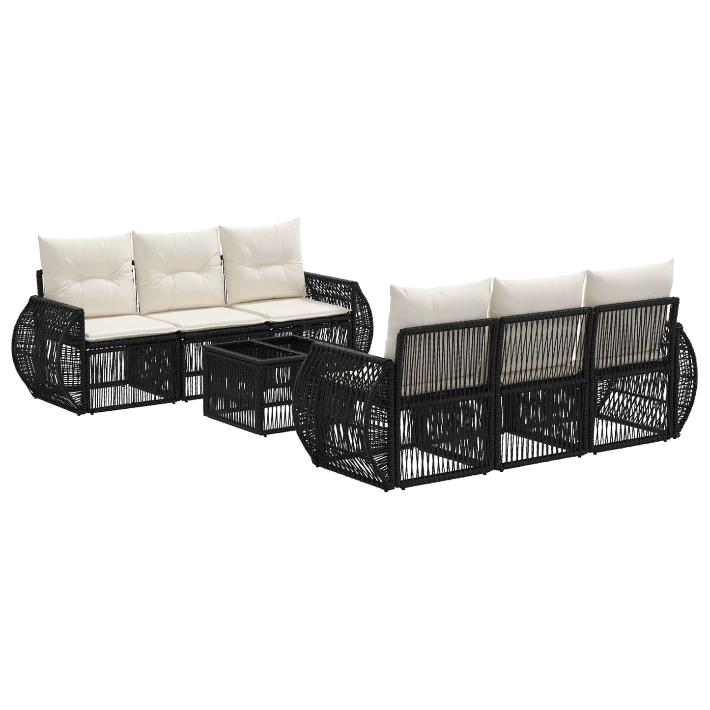 Gartensofa-set 7 stk. Schwarz Poly-Rattan