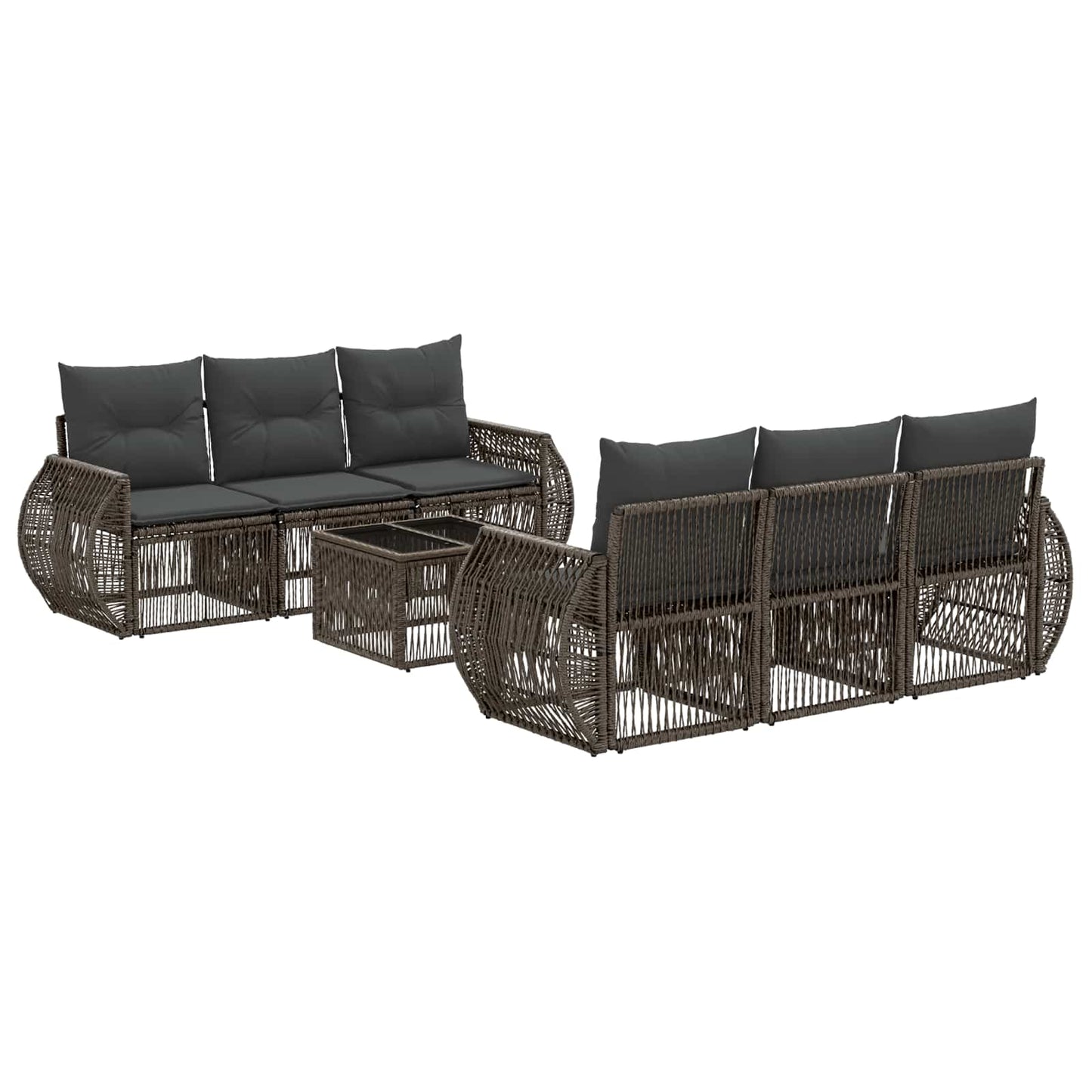 Gartensofa-set 7 stk. Grau Poly-Rattan