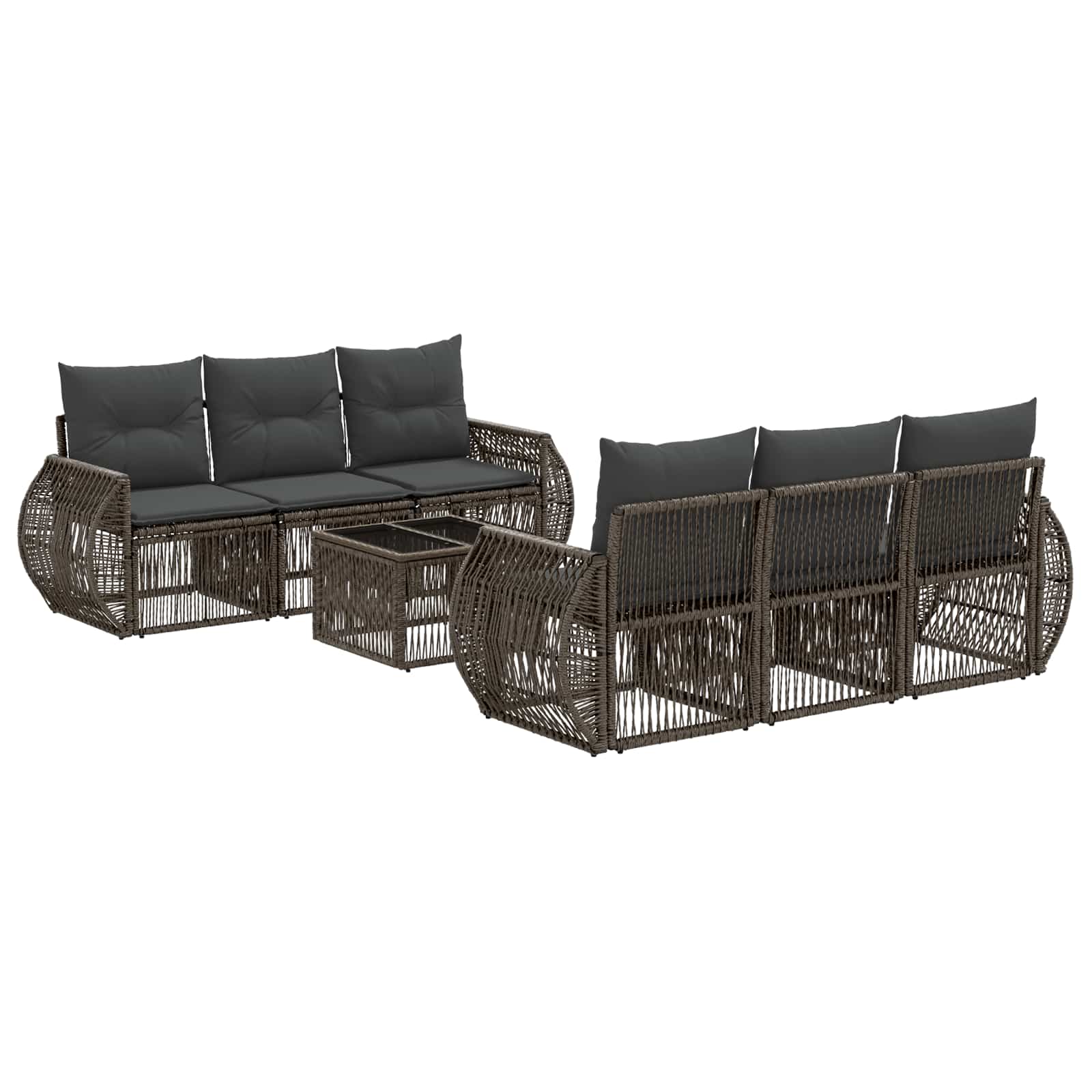 Gartensofa-set 7 stk. Grau Poly-Rattan