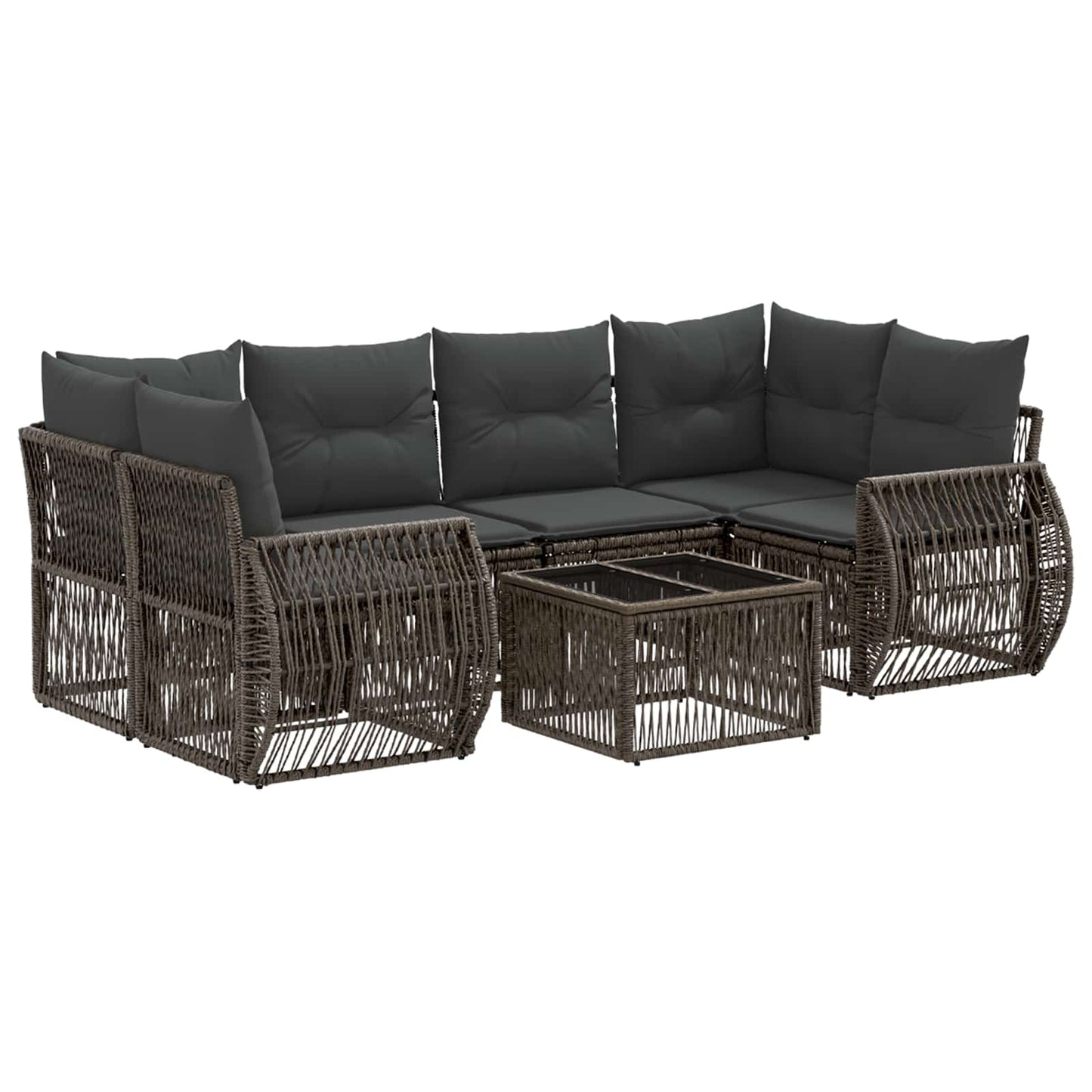 Gartensofa-set 7 stk. Grau Poly-Rattan