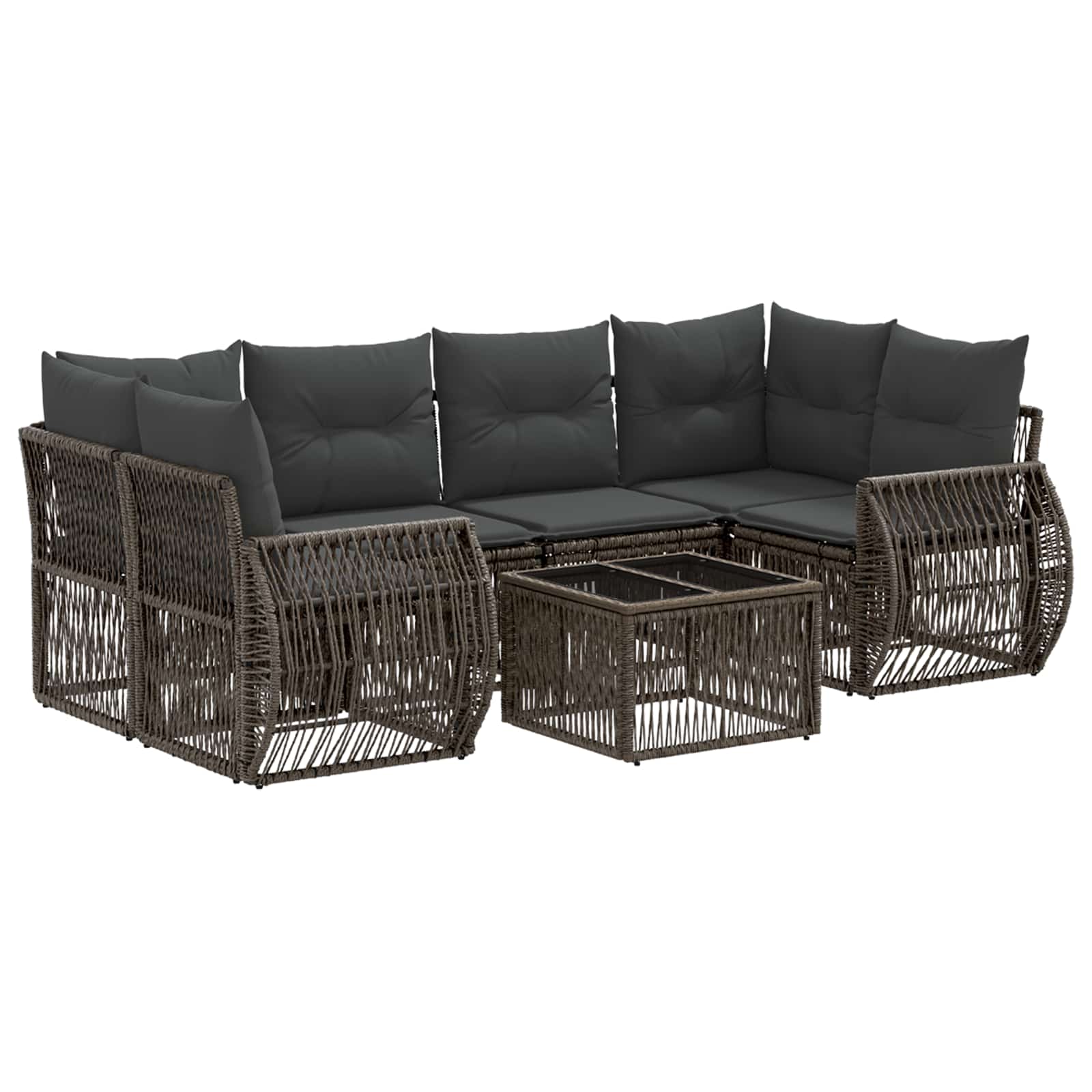 Gartensofa-set 7 stk. Grau Poly-Rattan
