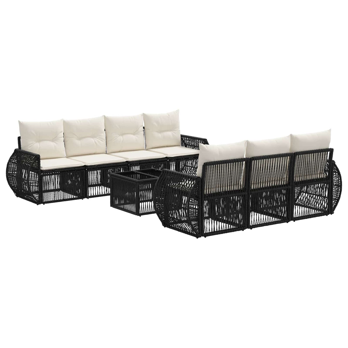 Gartensofa-set 8 stk. Schwarz Poly-Rattan