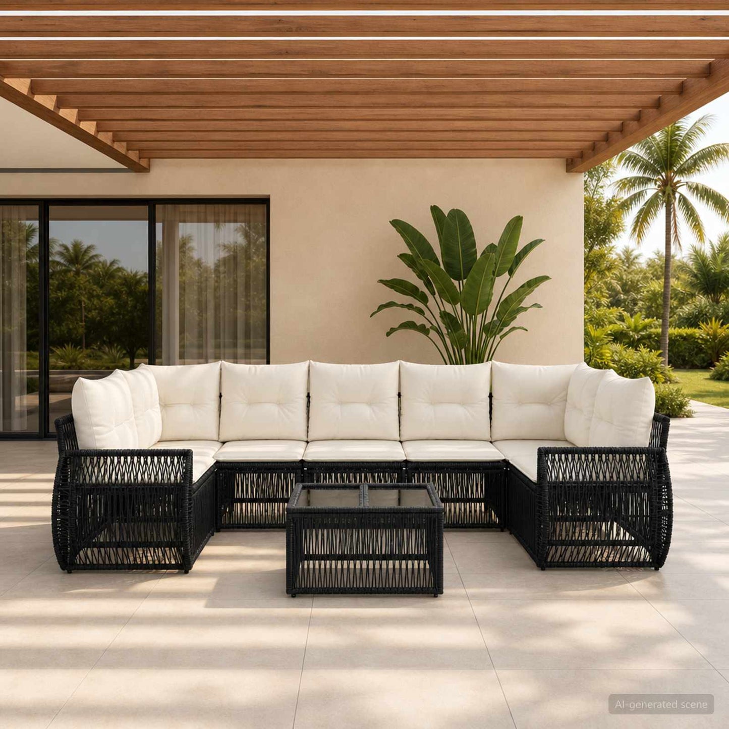 Gartensofa-set 8 stk. Schwarz Poly-Rattan