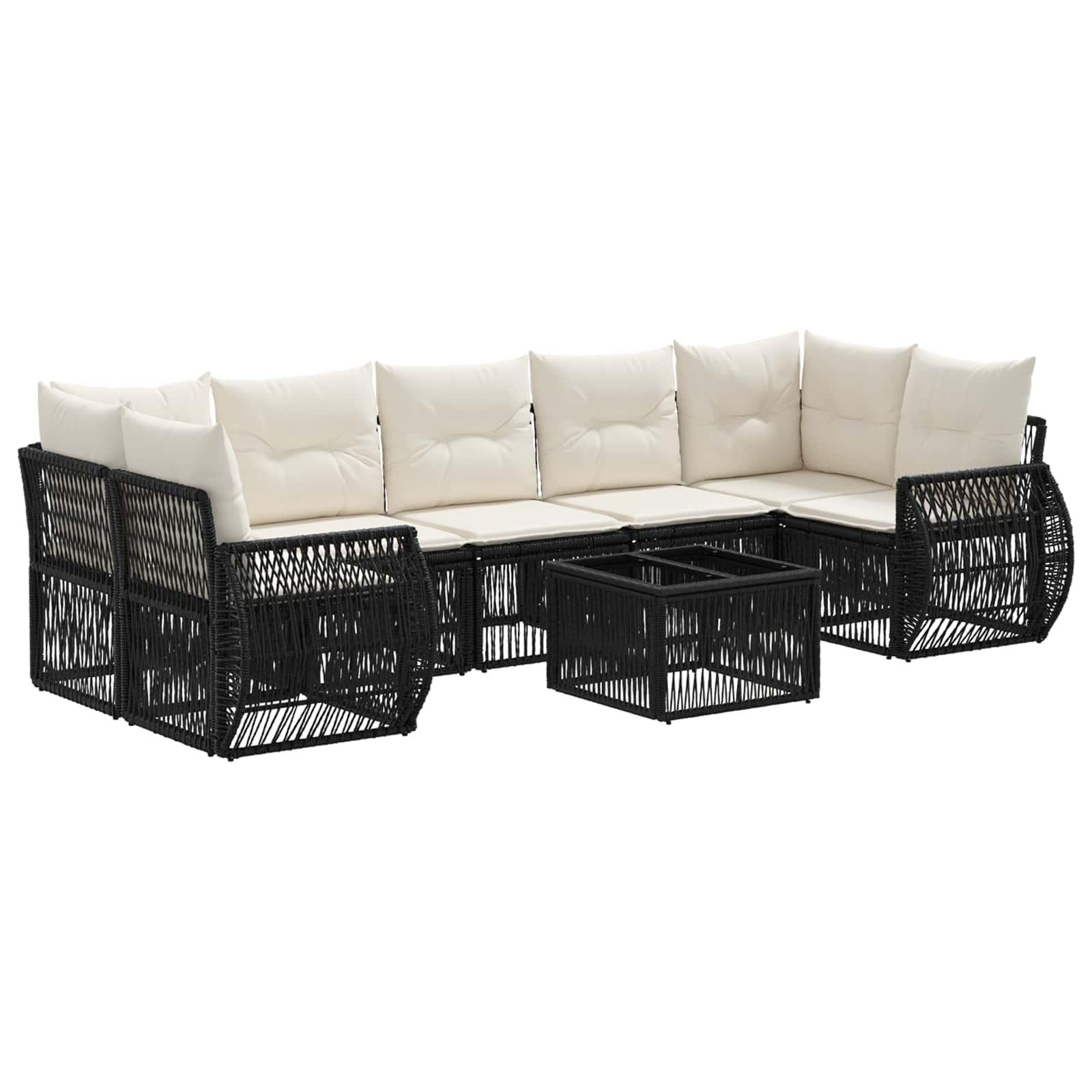 Gartensofa-set 8 stk. Schwarz Poly-Rattan