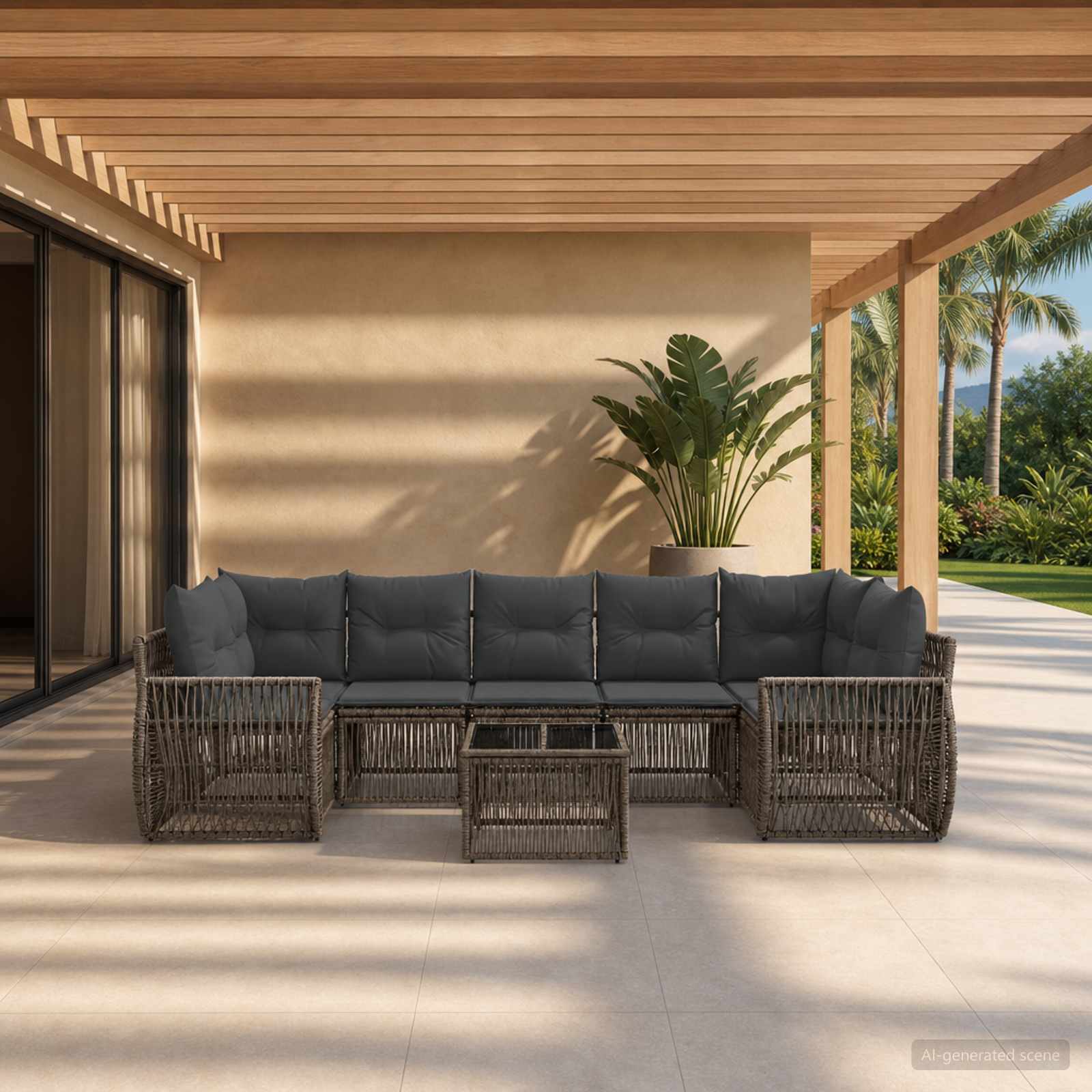 Gartensofa-set 8 stk. Grau Poly-Rattan