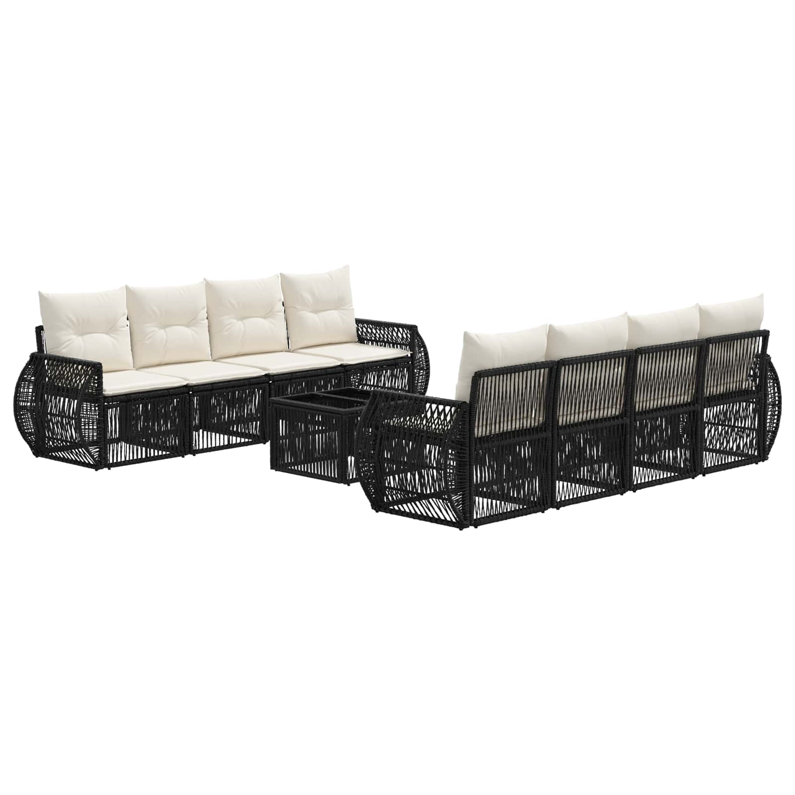 Gartensofa-set 9 stk. Schwarz Poly-Rattan