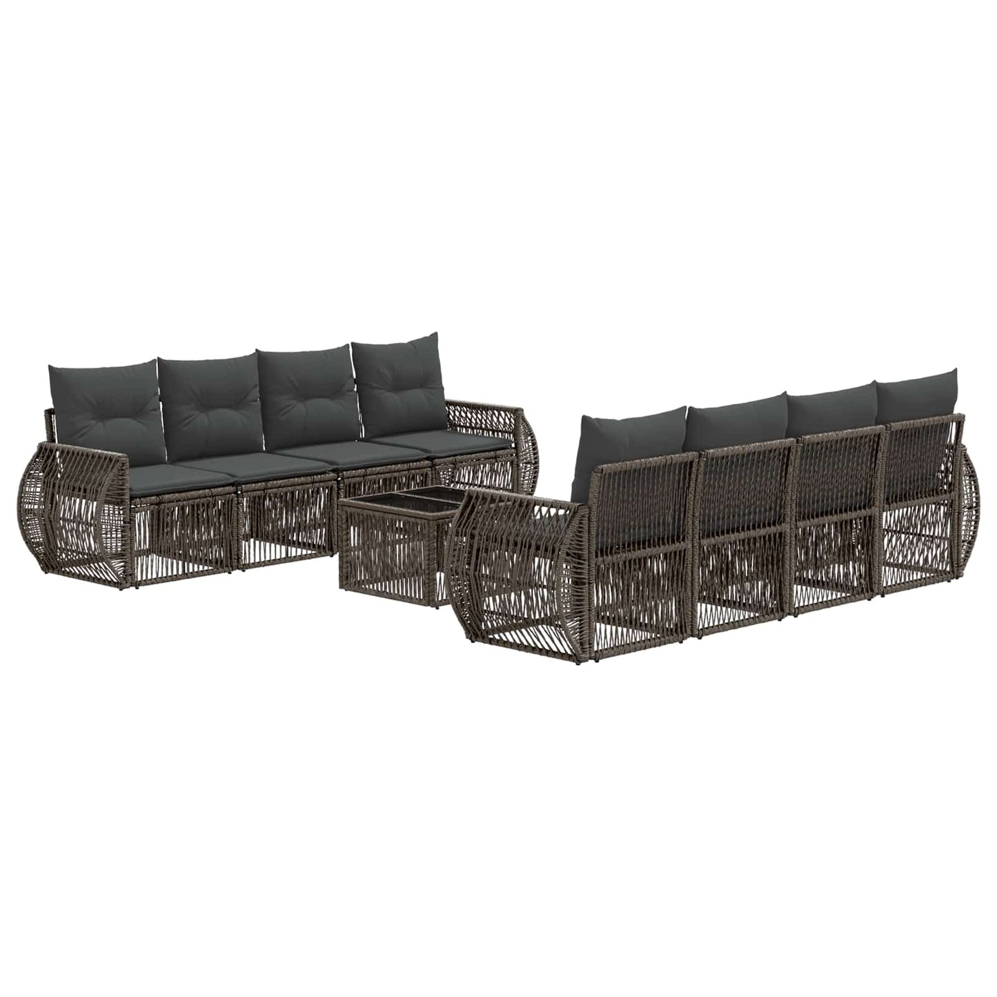 Gartensofa-set 9 stk. Grau Poly-Rattan