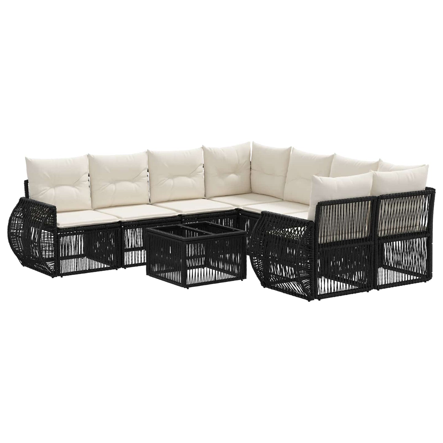 Gartensofa-set 9 stk. Schwarz Poly-Rattan