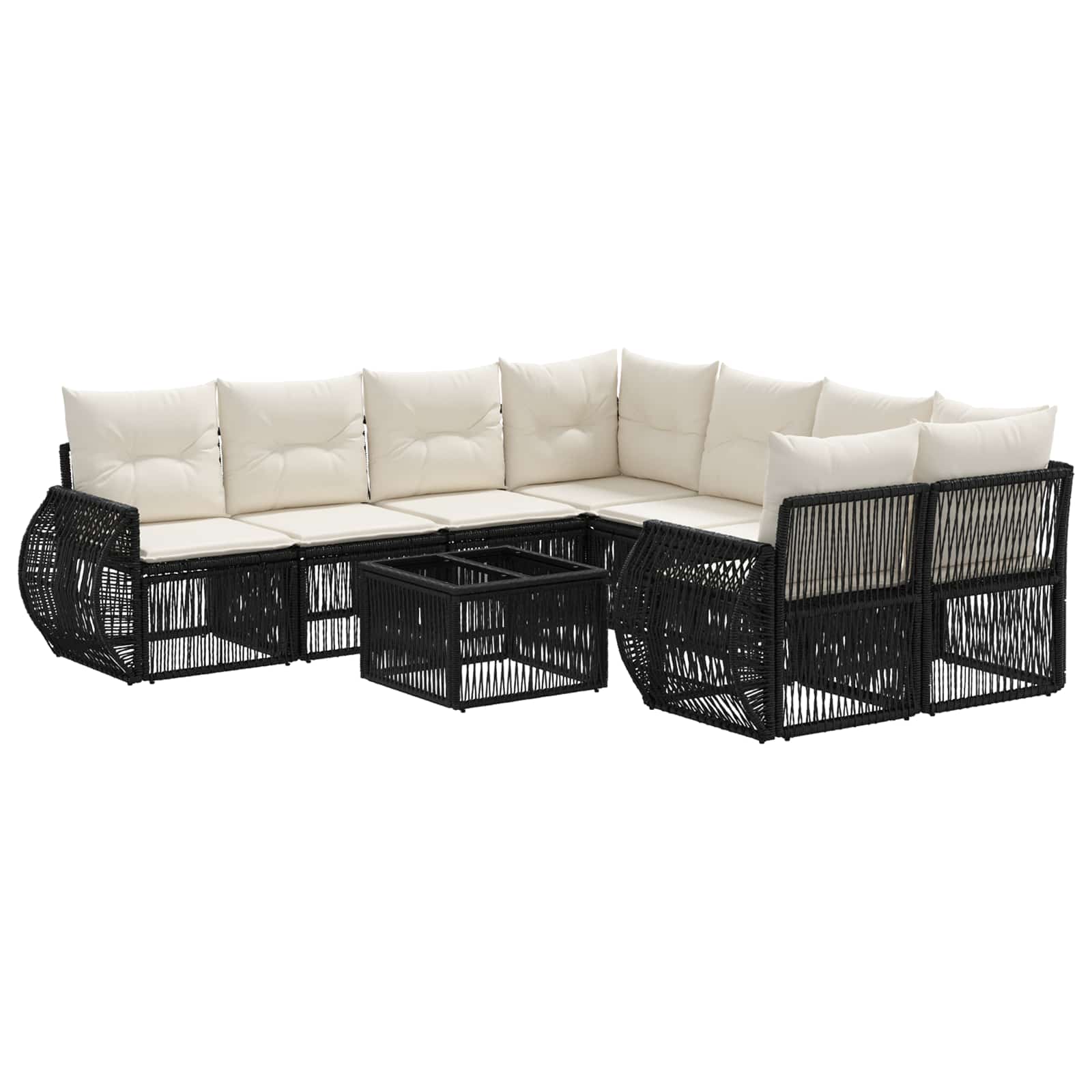 Gartensofa-set 9 stk. Schwarz Poly-Rattan