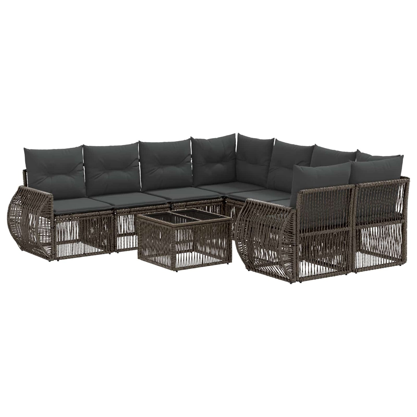 Gartensofa-set 9 stk. Grau Poly-Rattan