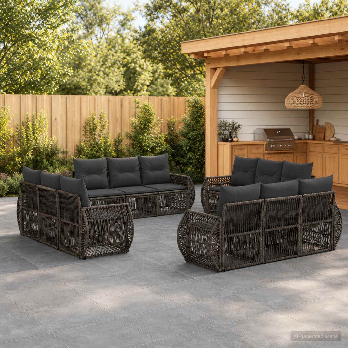 Gartensofa-set 12 pcs Grau und Dunkelgrau Poly-Rattan