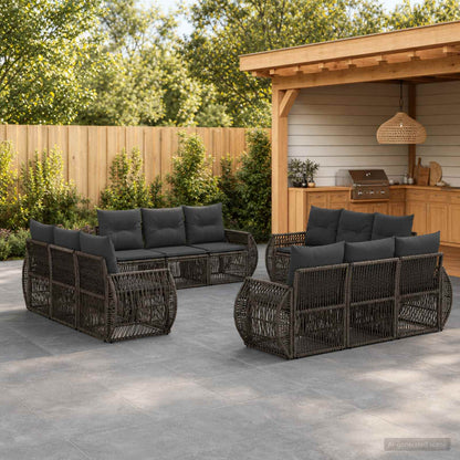 Gartensofa-set 12 stk. Grau und Dunkelgrau Poly-Rattan