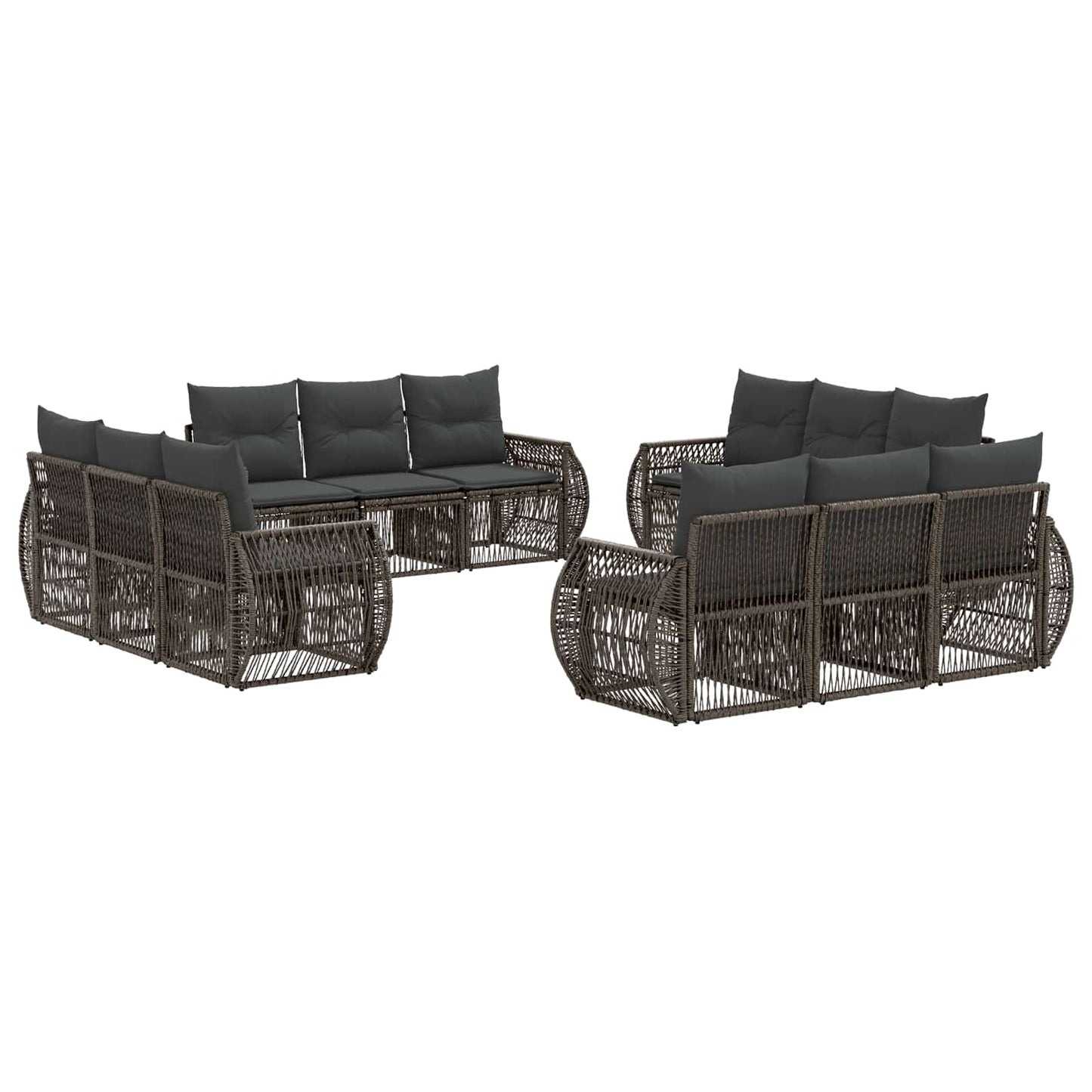 Gartensofa-set 12 pcs Grau und Dunkelgrau Poly-Rattan