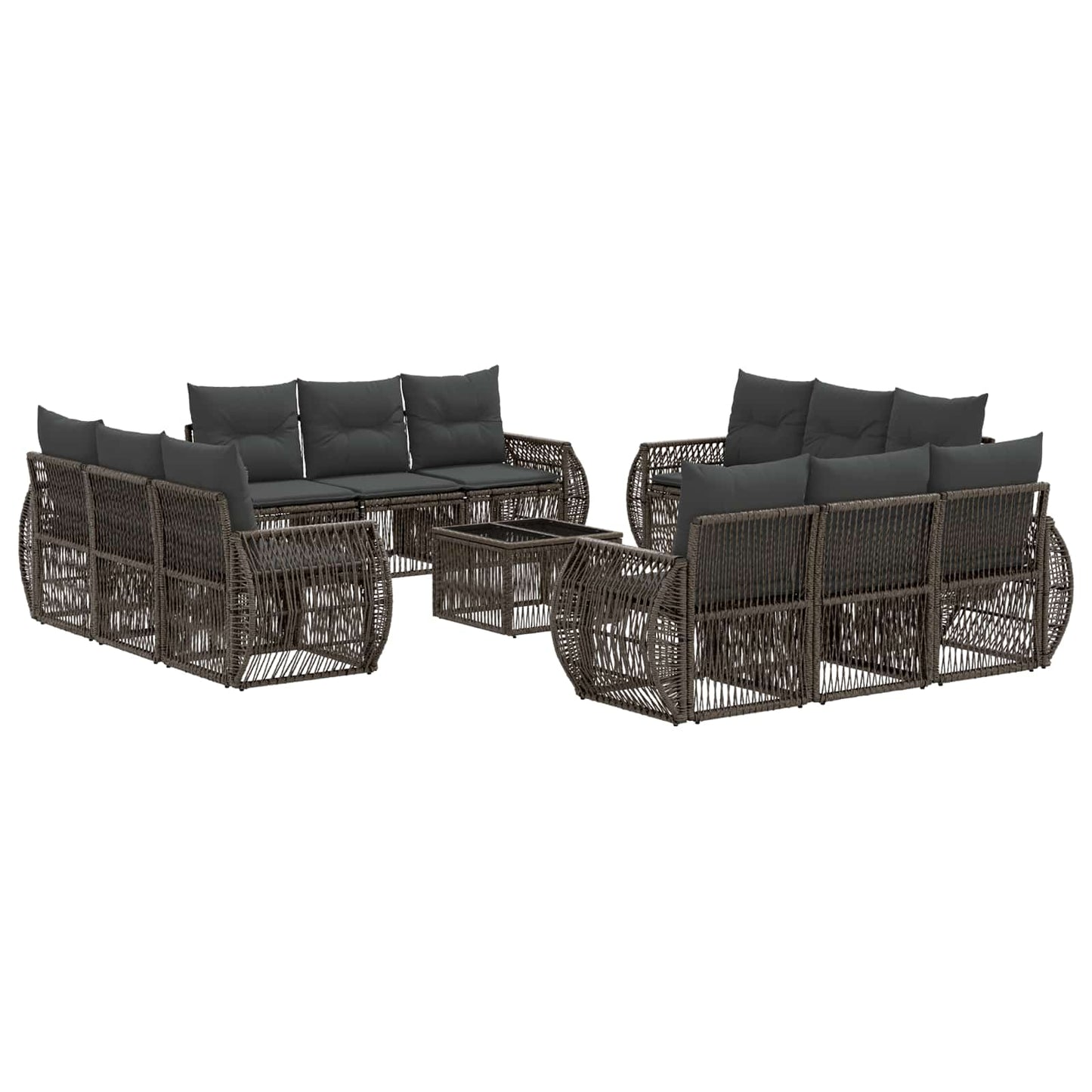 Gartensofa-set 13 pcs Grau und Dunkelgrau Poly-Rattan
