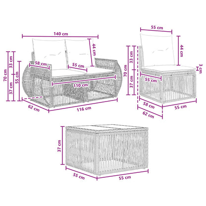 Gartensofa-set 13 stk. Grau und Dunkelgrau Poly-Rattan
