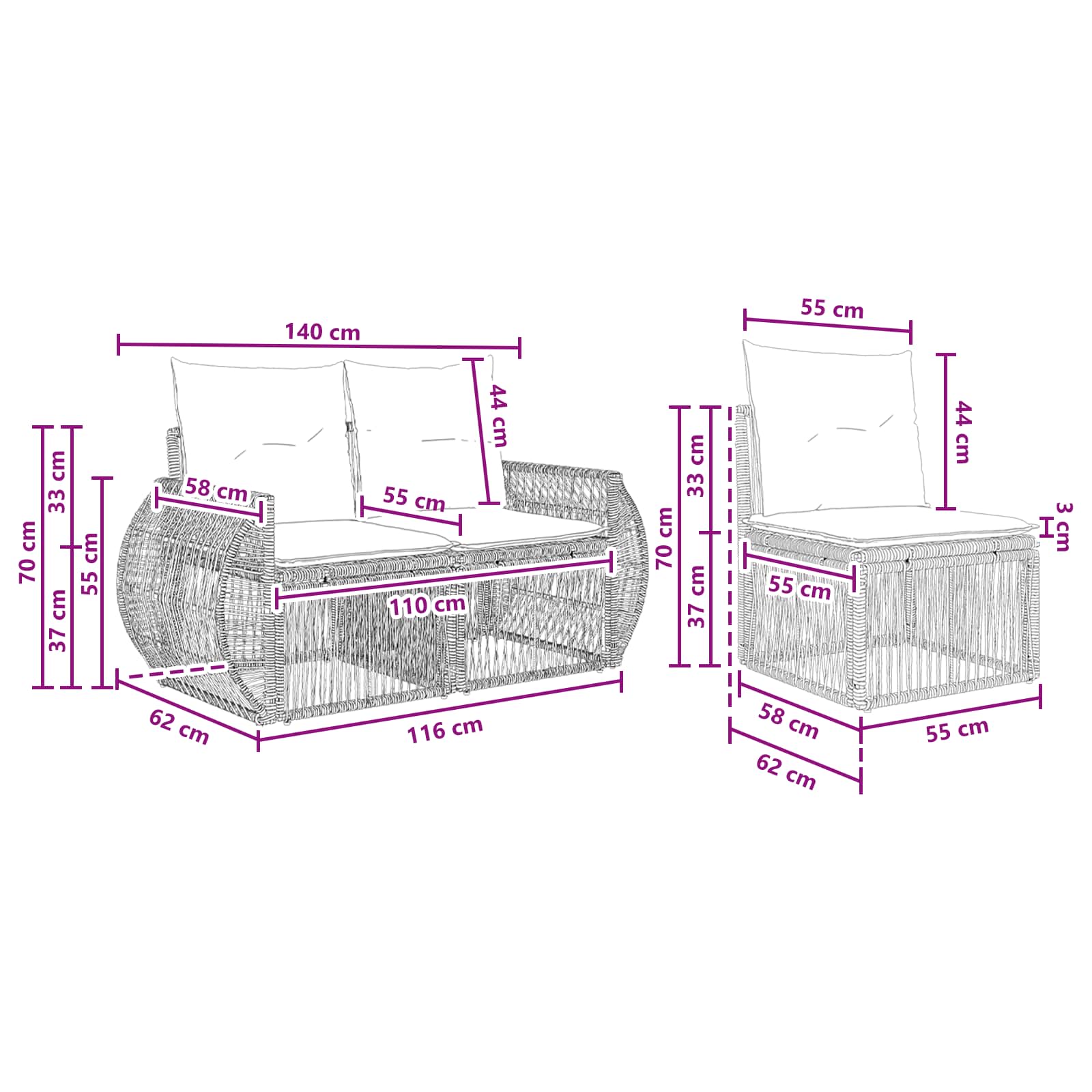 Gartensofa-set 5 stk. Beige und Cremeweiß Poly-Rattan