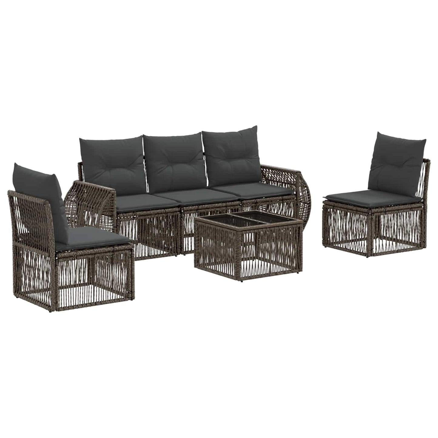 Gartensofa-set 6 stk. Grau und Dunkelgrau Poly-Rattan