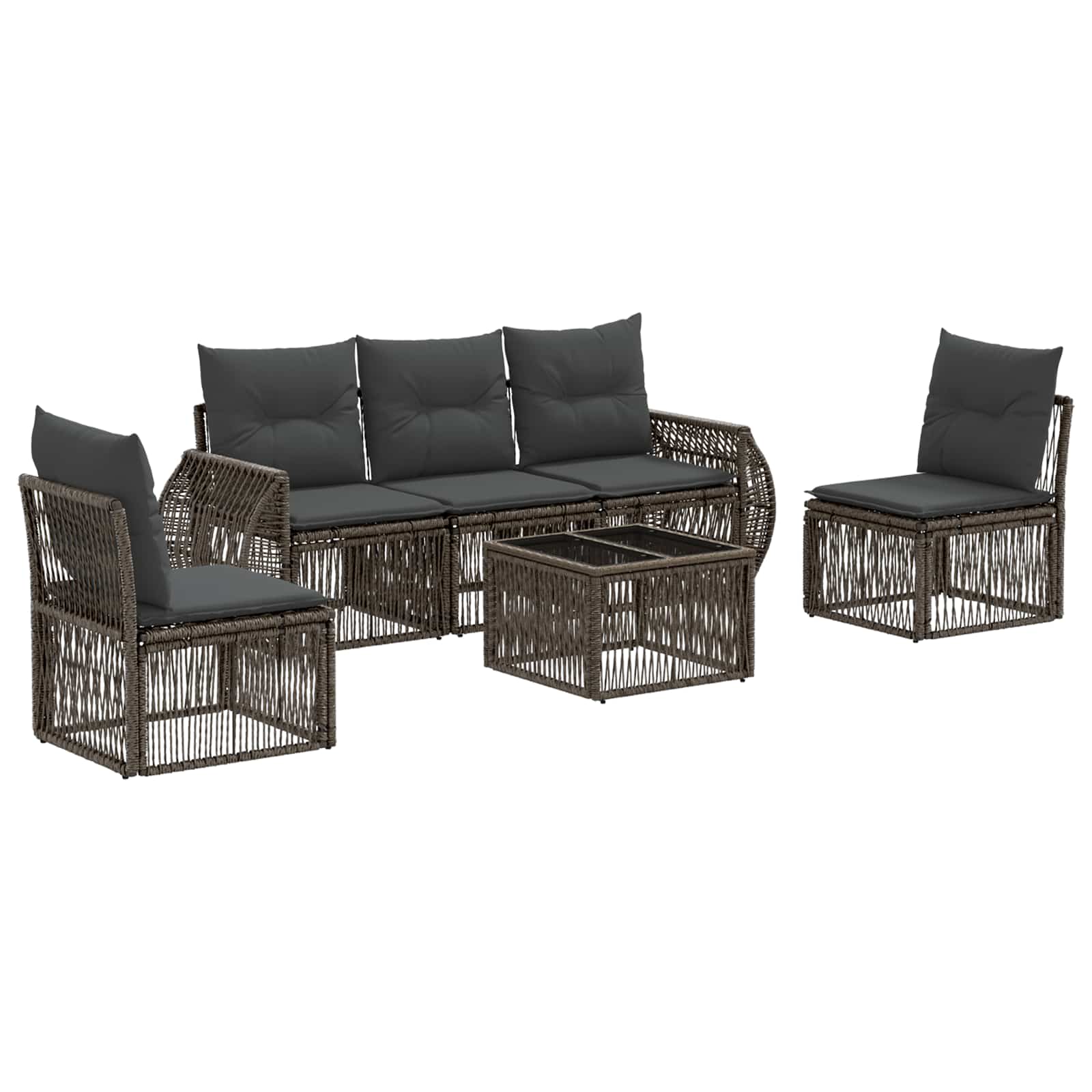 Gartensofa-set 6 stk. Grau und Dunkelgrau Poly-Rattan